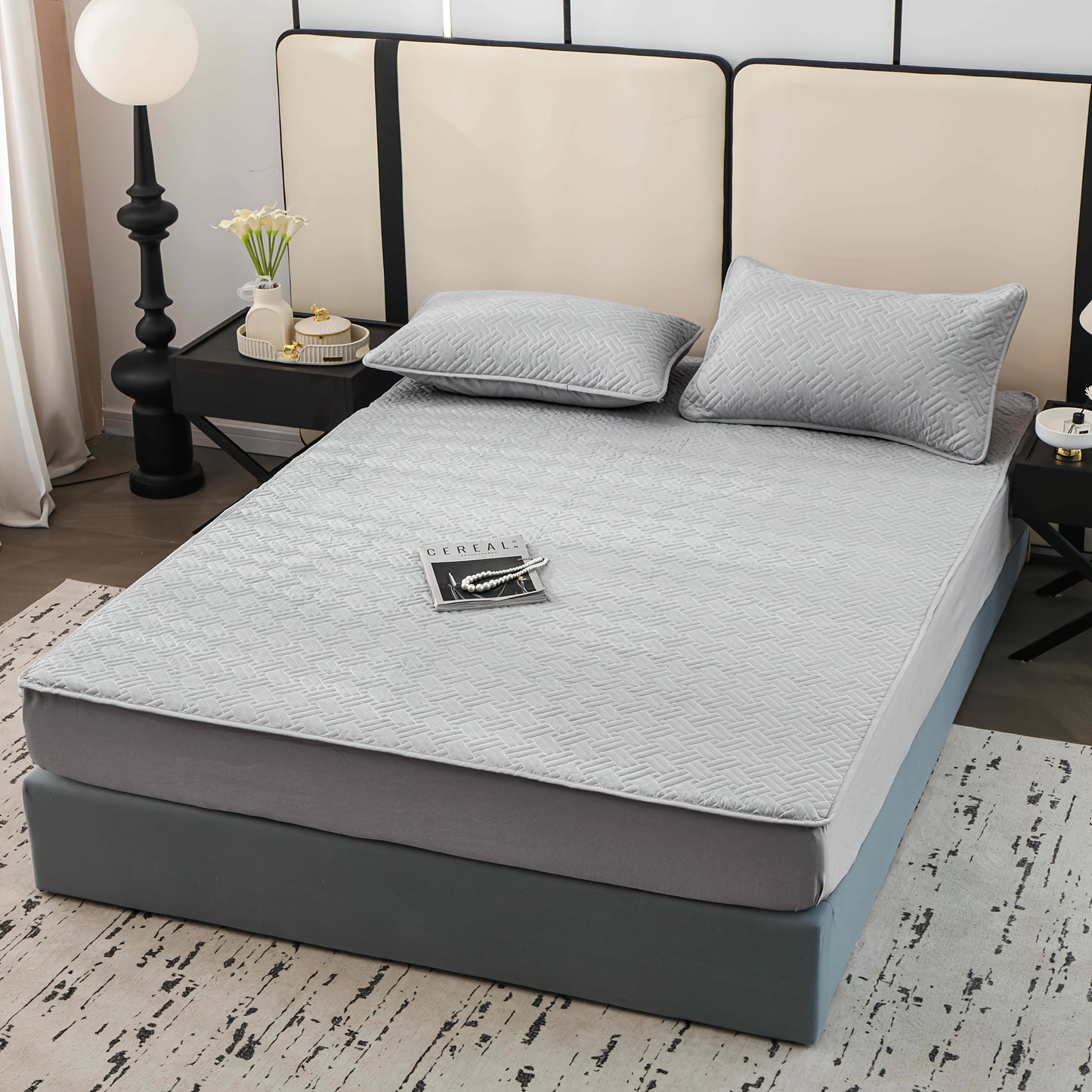 Soft Quilted Mattress Cover, Breathable Mixed Filling Thickened Pad, Without Pillowcase, Bedroom Essentials, Decorative Pad, Elegant Mattress Cover, High-Quality Stitching, Breathable Fabric, Plush Bedding, Fitted Mattress, Allergy Patients