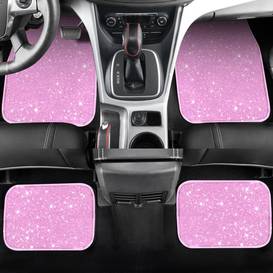 Bling  Car Floor Mats - Sparkling Durable Waterproof Non-Slip Auto Foot Pads, Fashionable Car Interior Flooring & Carpeting,4/8pcs for Women