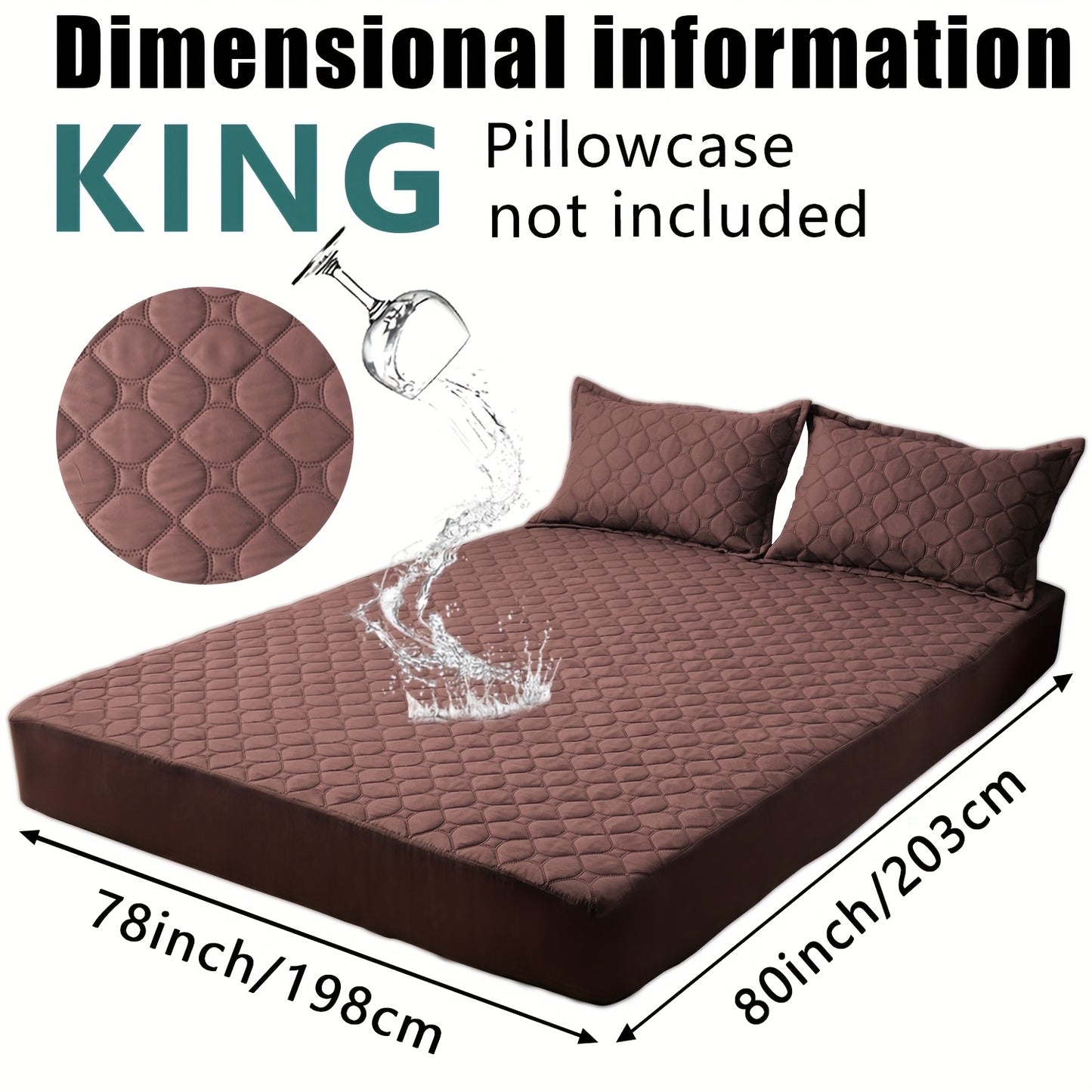 Waterproof Mattress Protector，Machine Washable Fitted Sheet，Anti-slip and Anti-stain Protection，More Sizes Optional，Christmas Home Decor