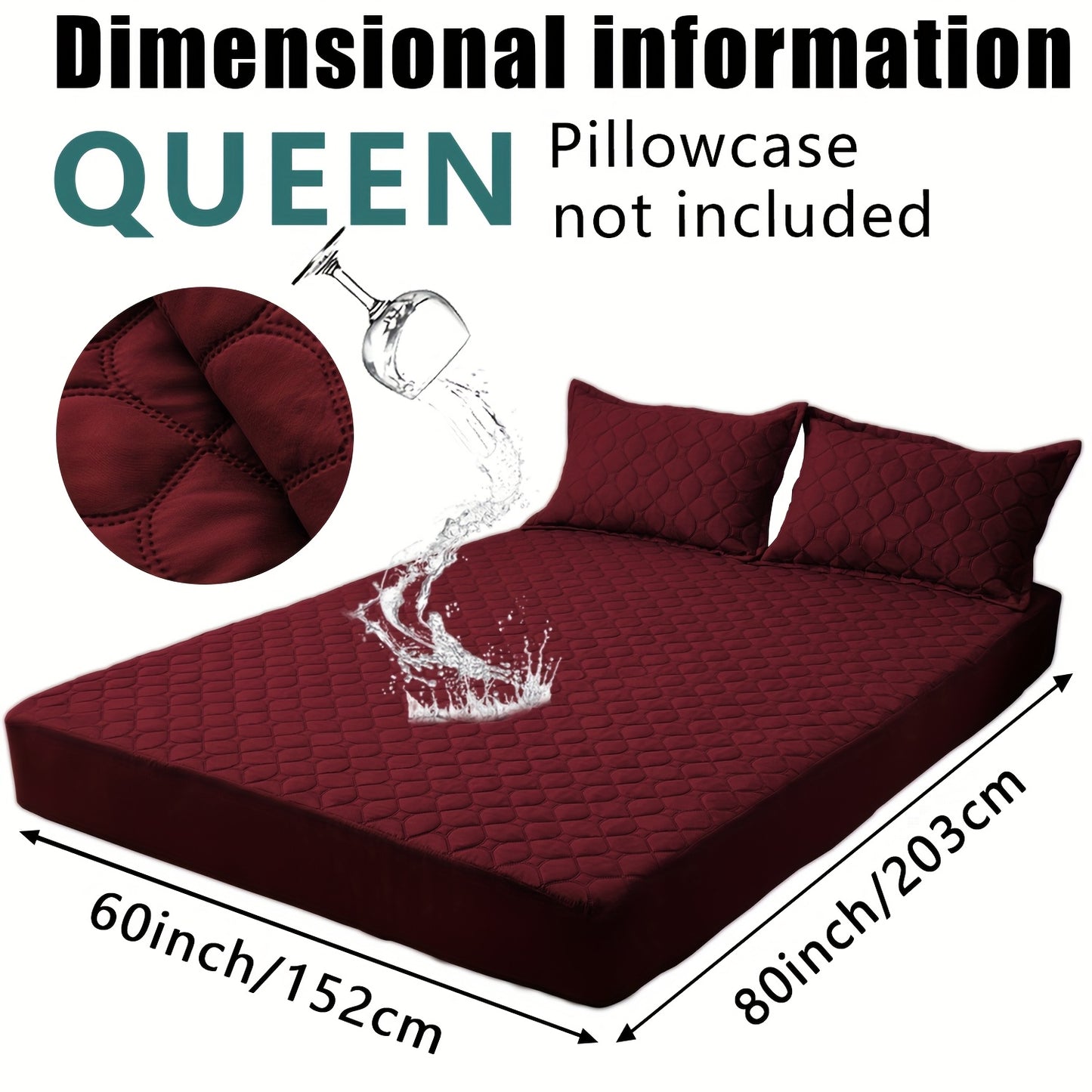 Waterproof Mattress Protector，Machine Washable Fitted Sheet，Anti-slip and Anti-stain Protection，More Sizes Optional，Christmas Home Decor