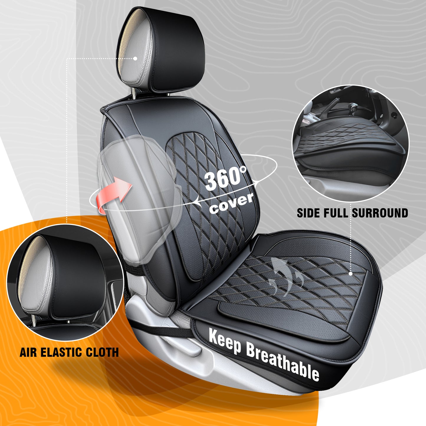 Nappa Fabric Luxury Waterproof Car Seat Covers - All-Season Cushion Fit for Honda Civic, Toyota Camry, Corolla, and More. Perfect for Sedans and SUVs with Front and Rear Protection - Enhanced Comfort and Style for Road Trips