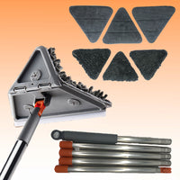 Rotating Triangle Household Mop| Suitable for Wet and Dry Use, Comes with 6 Mop Cloths| Easy to Clean Floors, Ceilings, Walls, and Glass, Cleaning Supplies and Tools Extendable to 5 Sections - No Bending, No Climbing Walls Needed