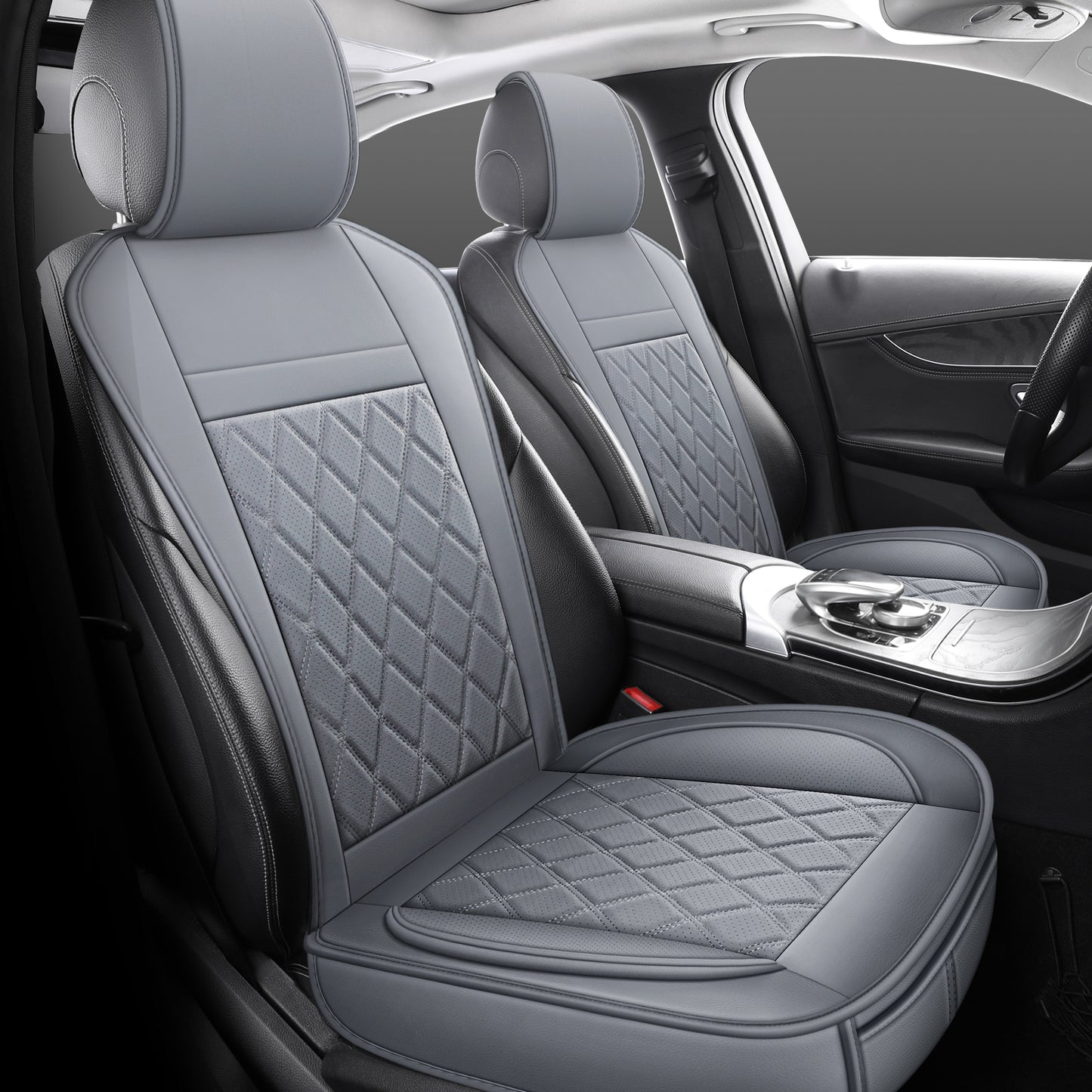 YOTRUTH Universal Front Seat Covers | Faux Leather, High-Back Bucket