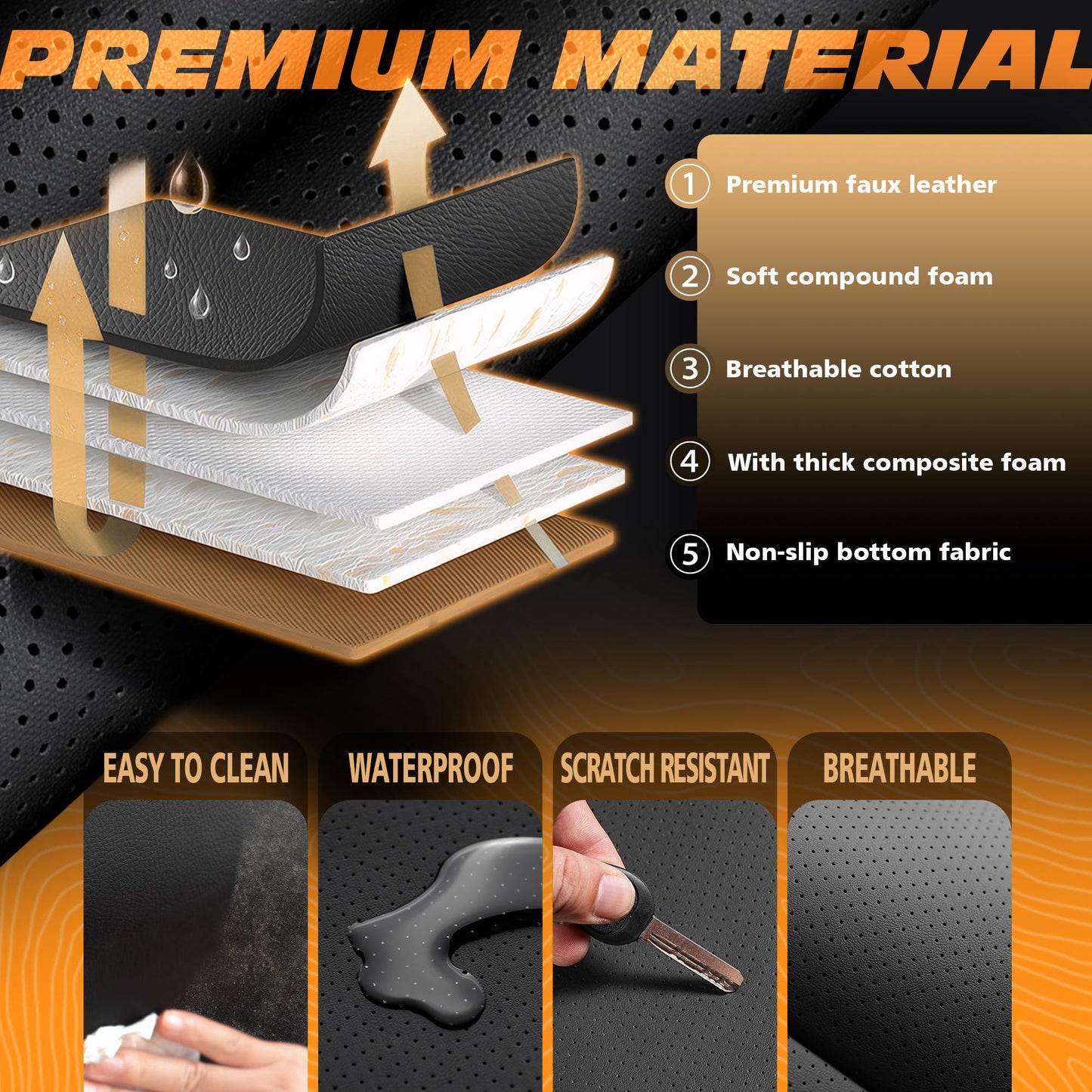 [Clearance] Car Seat Covers – Waterproof Seat Covers for Cars – Compatible with Honda Civic, Toyota Camry Corolla, Fit for Front Rear Seats Most Sedans SUV