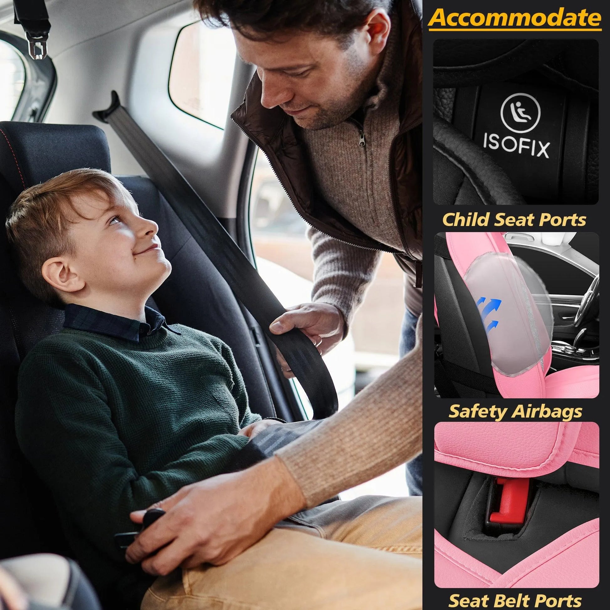 Yotruth Bling Car Seat Covers | Cute Girly Faux Leather Seat Covers for Women | Universal Fit for Most Cars Yotruth Bling Car Seat Covers | Cute Girly Faux Leather Seat Covers for Women | Universal Fit for Most Cars - Black / Front Seats - YOTRUTH
