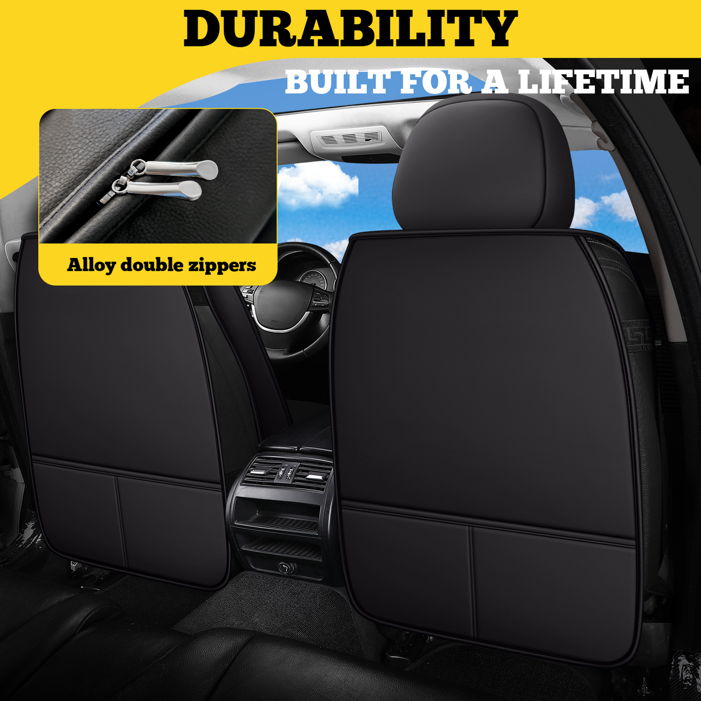 YOTRUTH Universal Car Seat Covers | Faux Leather, Two-Tone 2/5-Seat