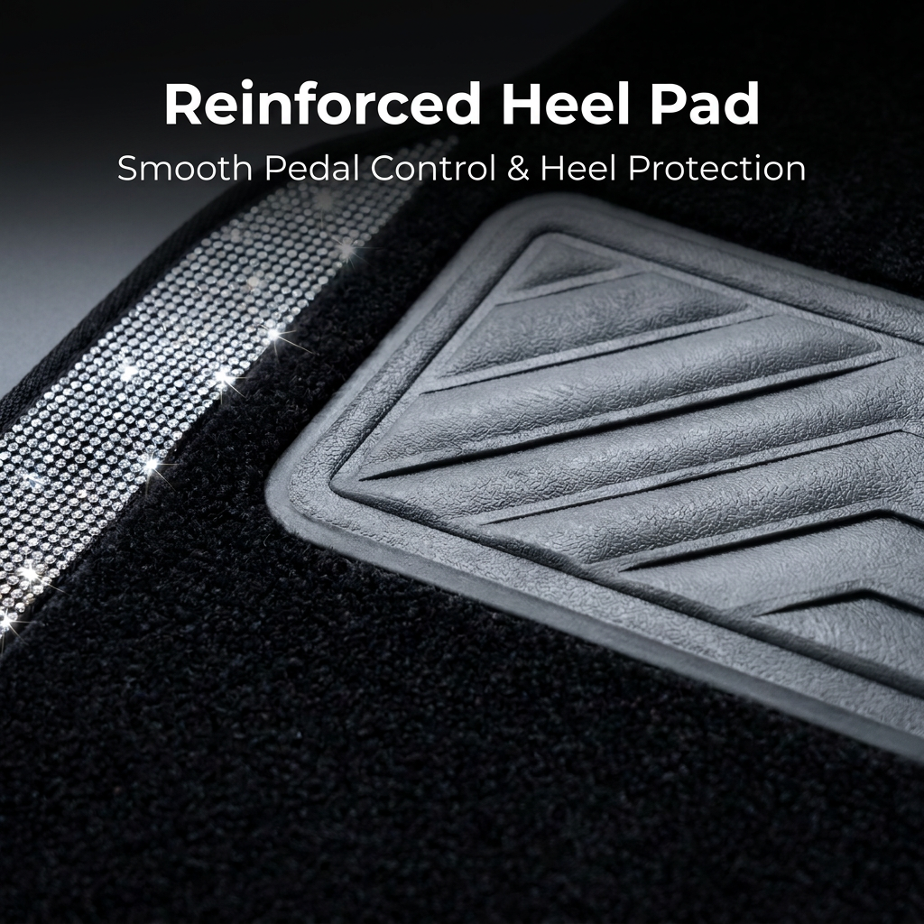 YOTRUTH Crystal Rhinestone Car Floor Mats (4 Pcs) - Luxury Bling Universal Auto Carpets for Women
