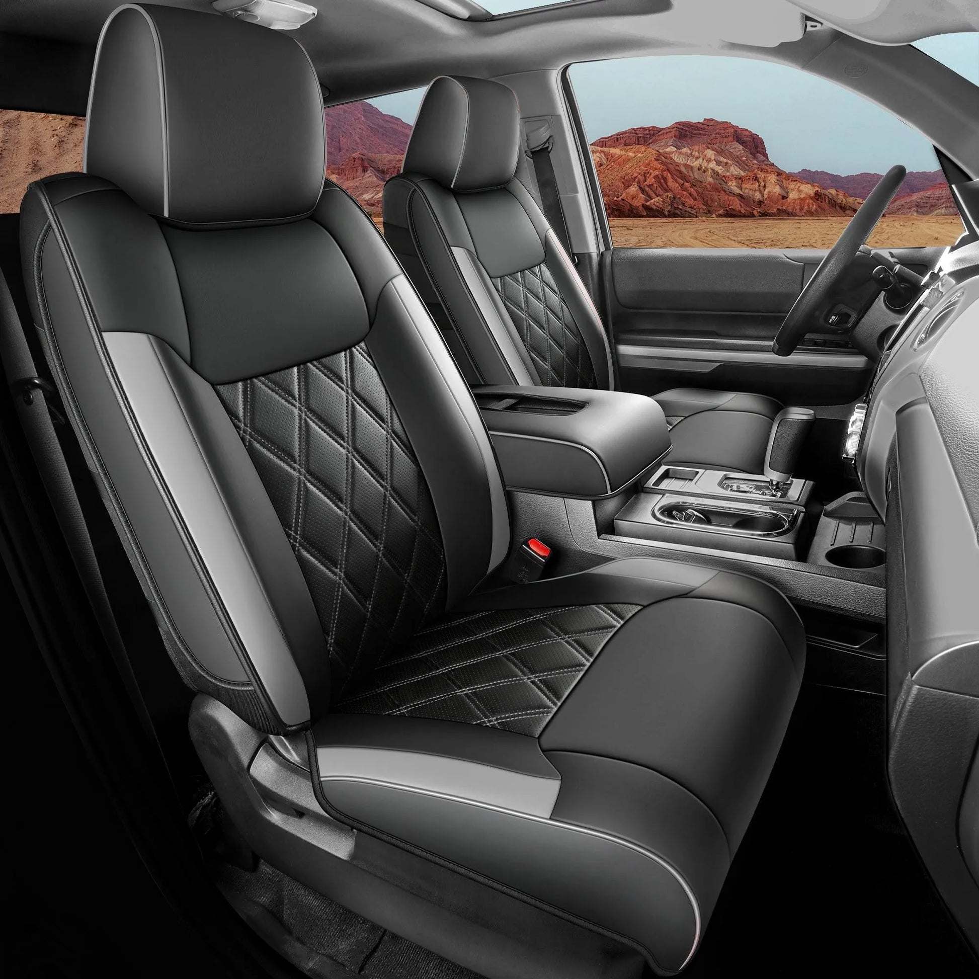 Yotruth Car Seat Cover for Toyota Tundra 2014-2021 Yotruth Car Seat Cover for Toyota Tundra 2014-2021 - Front Seat / Black & Grey - YOTRUTH
