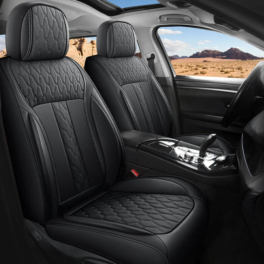 Yotruth Universal Car Seat Covers Full Set | Faux Leather Automotive Seat Covers | Fits Most Cars Yotruth Universal Car Seat Covers Full Set | Faux Leather Automotive Seat Covers | Fits Most Cars - Black / Front Seats - YOTRUTH