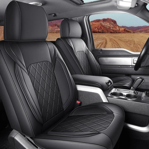 YOTRUTH 2015–2025 Ford F-150 Seat Covers | Faux Leather, Black