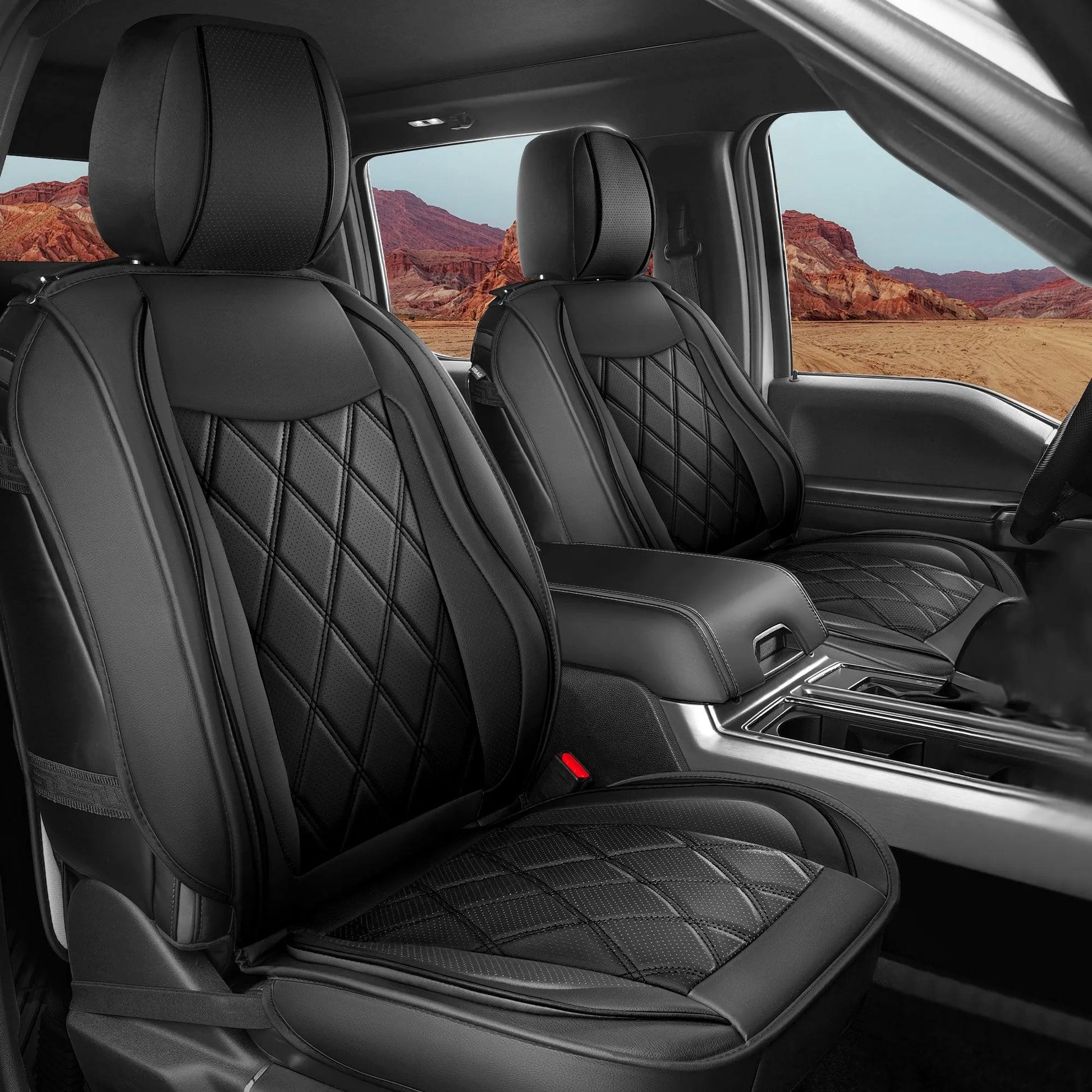 Yotruth Seat Covers for 2009-2025 Ford F150 SuperCrew & 2017-2024 F250/F350/F450 Super Duty Crew Cab with Waterproof Faux Leather Yotruth Seat Covers for 2009-2025 Ford F150 SuperCrew & 2017-2024 F250/F350/F450 Super Duty Crew Cab with Waterproof Faux Leather - Black - YOTRUTH