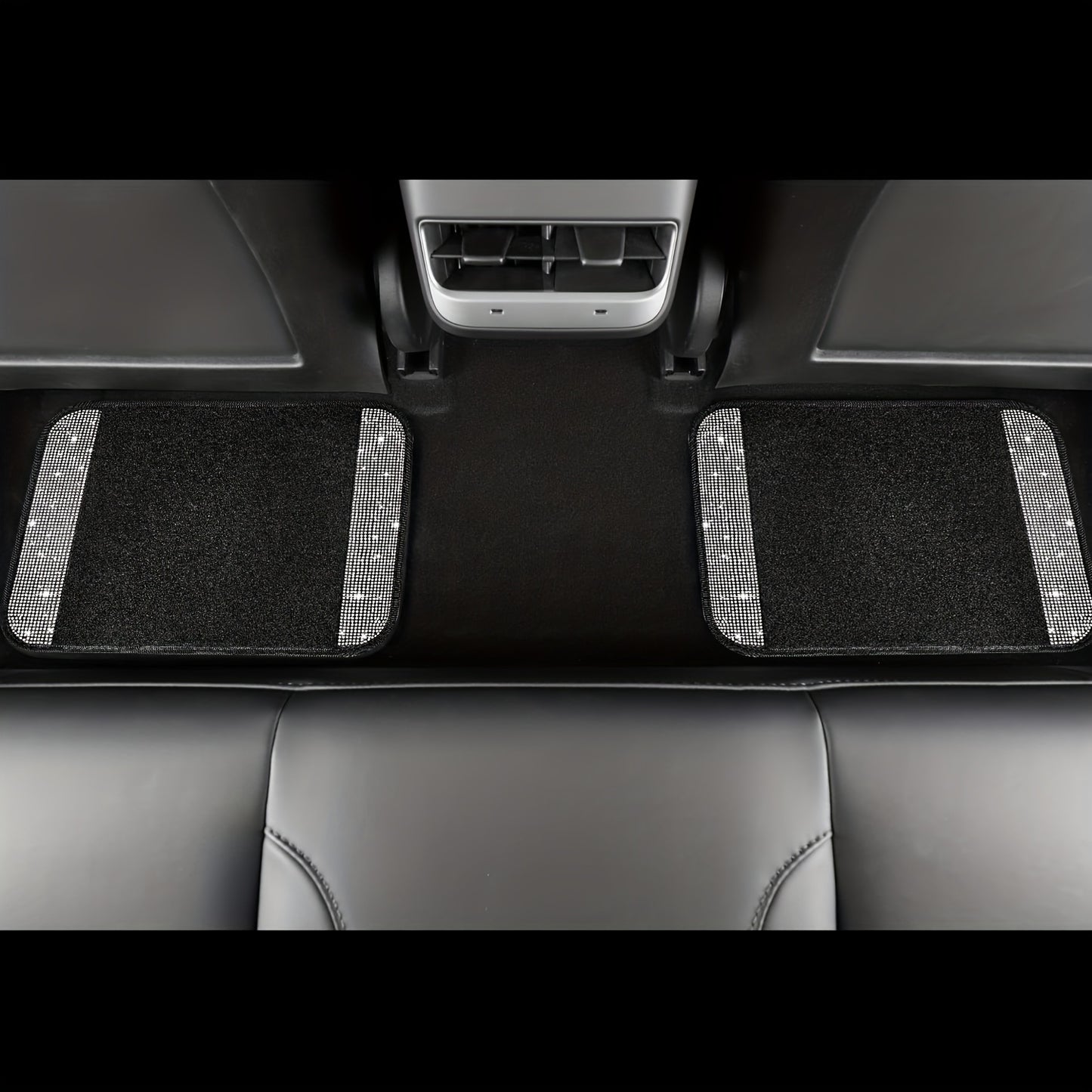 Crystal Rhinestone Car Floor Mats Sparkling Durable Waterproof Non-Slip Auto Foot Pads, Fashionable Car Interior Flooring & Carpeting, 4-Piece Set for Women