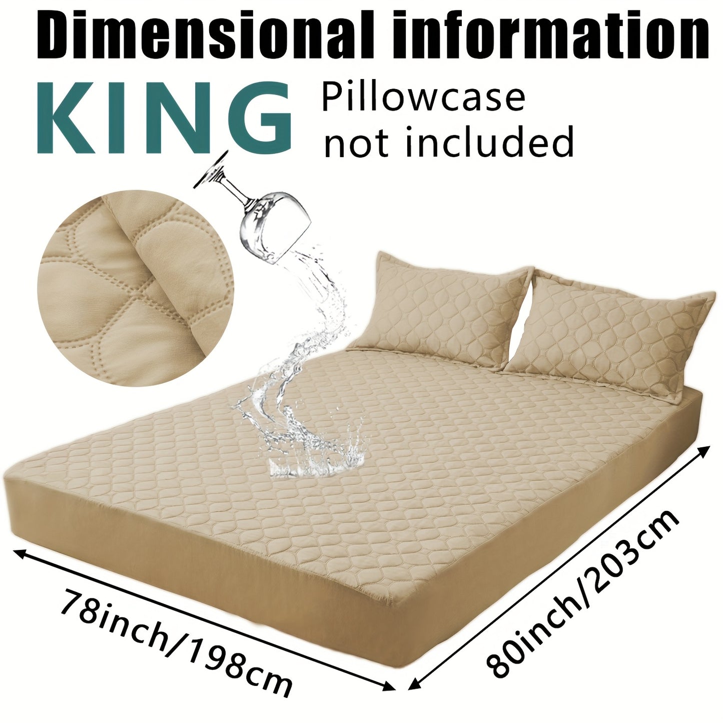 Waterproof Mattress Protector，Machine Washable Fitted Sheet，Anti-slip and Anti-stain Protection，More Sizes Optional，Christmas Home Decor