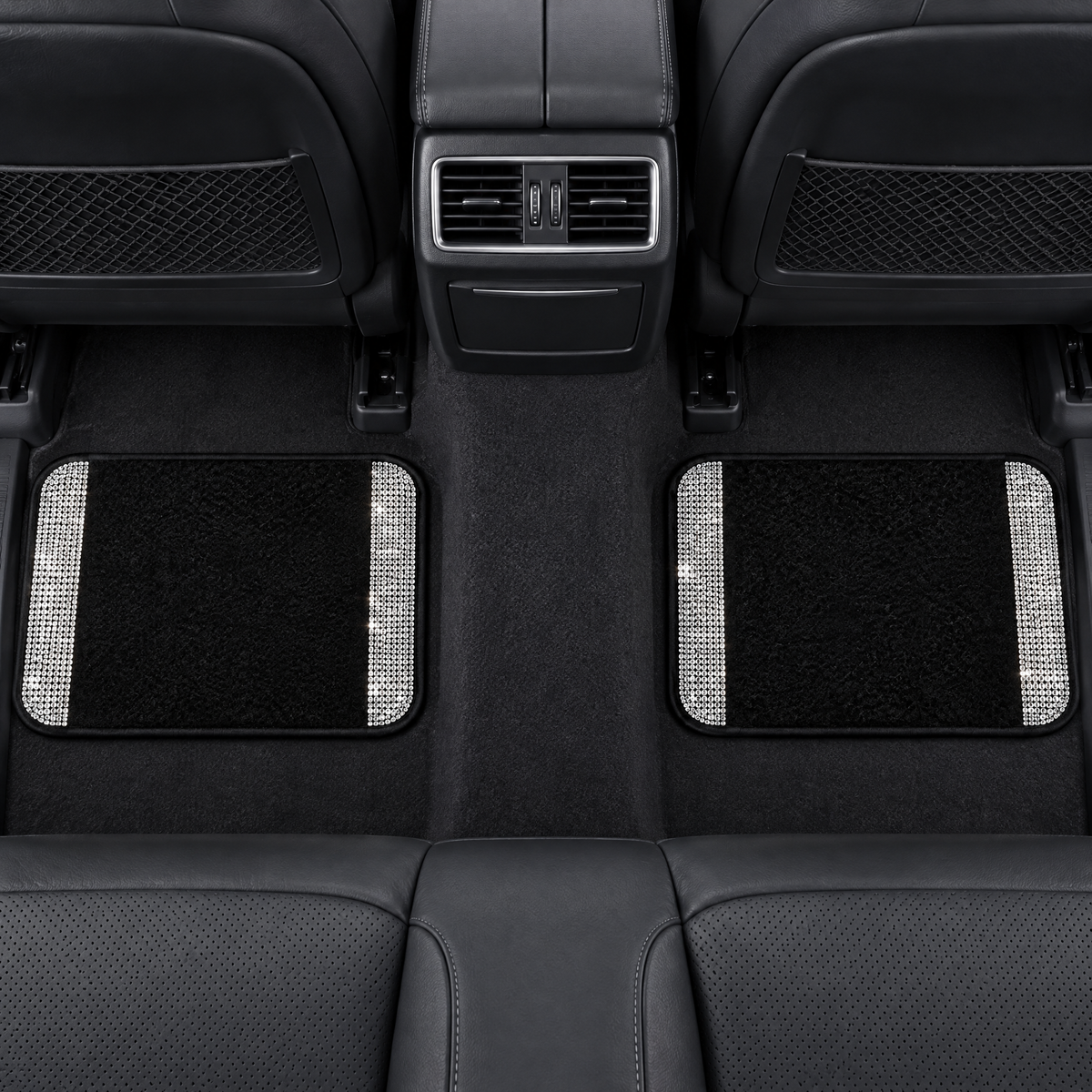 YOTRUTH Crystal Rhinestone Car Floor Mats (4 Pcs) - Luxury Bling Universal Auto Carpets for Women