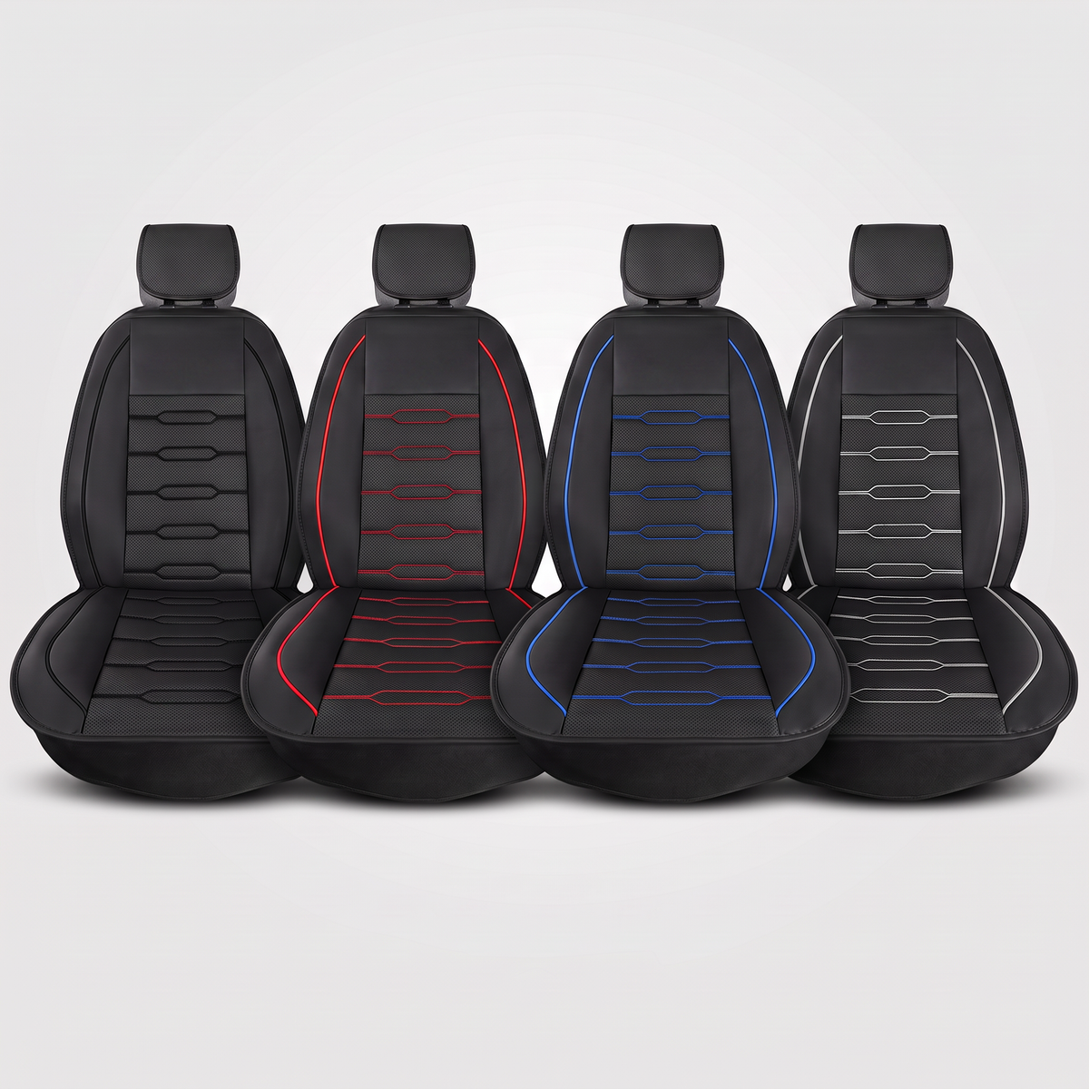 YOTRUTH Luxury Faux Leather Car Seat Covers Full Set, Universal Fit for Toyota Camry Corolla Honda Civic, Breathable Spill-Proof Cushion with Airbag Compatibility