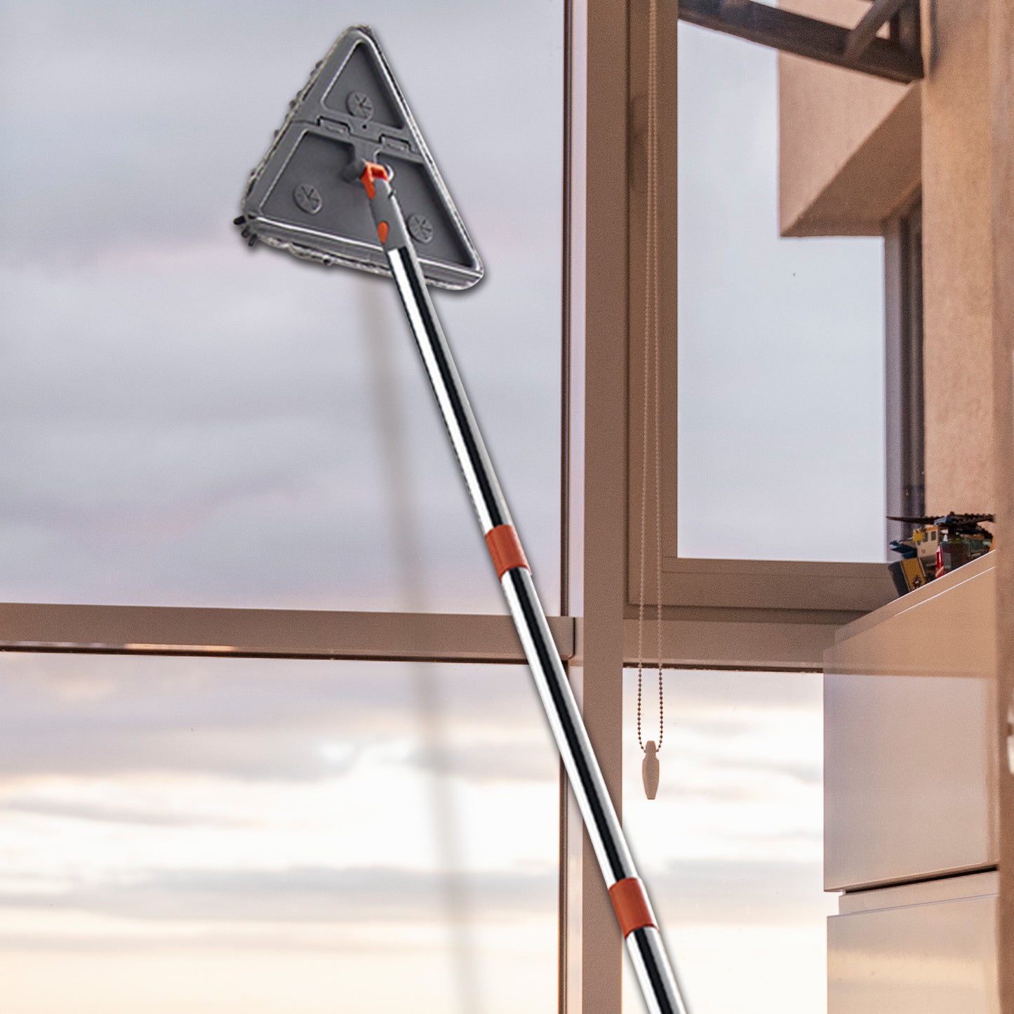 Rotating Triangle Household Mop| Suitable for Wet and Dry Use, Comes with 6 Mop Cloths| Easy to Clean Floors, Ceilings, Walls, and Glass, Cleaning Supplies and Tools Extendable to 5 Sections - No Bending, No Climbing Walls Needed