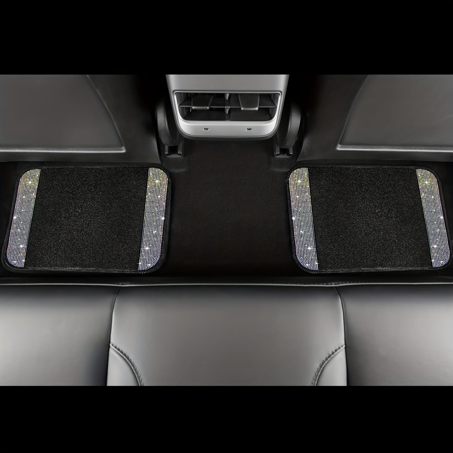 Crystal Rhinestone Car Floor Mats Sparkling Durable Waterproof Non-Slip Auto Foot Pads, Fashionable Car Interior Flooring & Carpeting, 4-Piece Set for Women