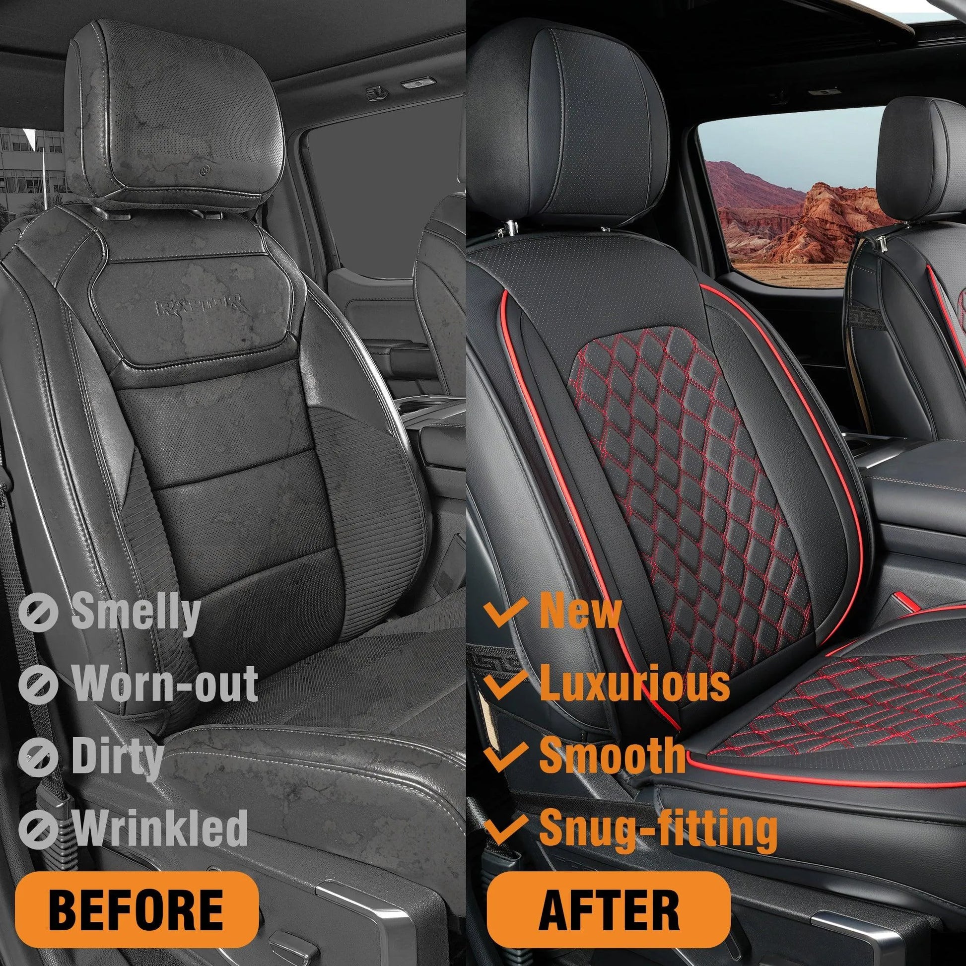 Ford F150 Seat Covers Custom Fit for 2009 to 2025 Ford F150 Seat Covers Custom Fit for 2009 to 2025 - Black / 2 PCS Front Seat - YOTRUTH