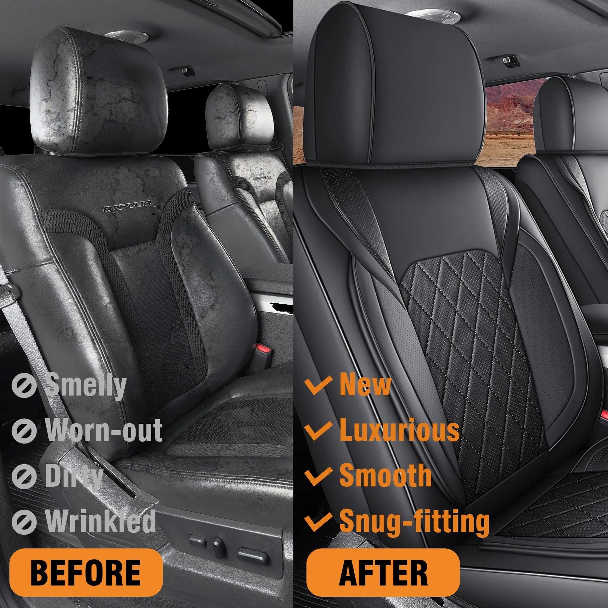 Yotruth Seat Covers for 2015-2024 Ford F150 SuperCrew & 2017-2024 F250/F350/F450 Super Duty Crew Cab Yotruth Seat Covers for 2015-2024 Ford F150 SuperCrew & 2017-2024 F250/F350/F450 Super Duty Crew Cab - Black / Front Seats - YOTRUTH
