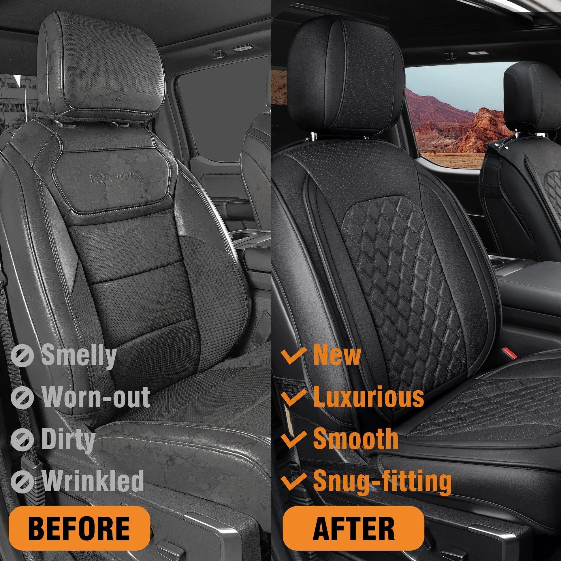 Ford F150 Seat Covers Custom Fit for 2009 to 2025 Ford F150 Seat Covers Custom Fit for 2009 to 2025 - Black / 2 PCS Front Seat - YOTRUTH