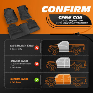 Yotruth Floor Mats for 2014-2018 Chevrolet Silverado/GMC Sierra 1500 Crew Cab & 2015-2019 Chevy/GMC 2500HD/3500HD Yotruth Floor Mats for 2014-2018 Chevrolet Silverado/GMC Sierra 1500 Crew Cab & 2015-2019 Chevy/GMC 2500HD/3500HD - Default Title - YOTRUTH