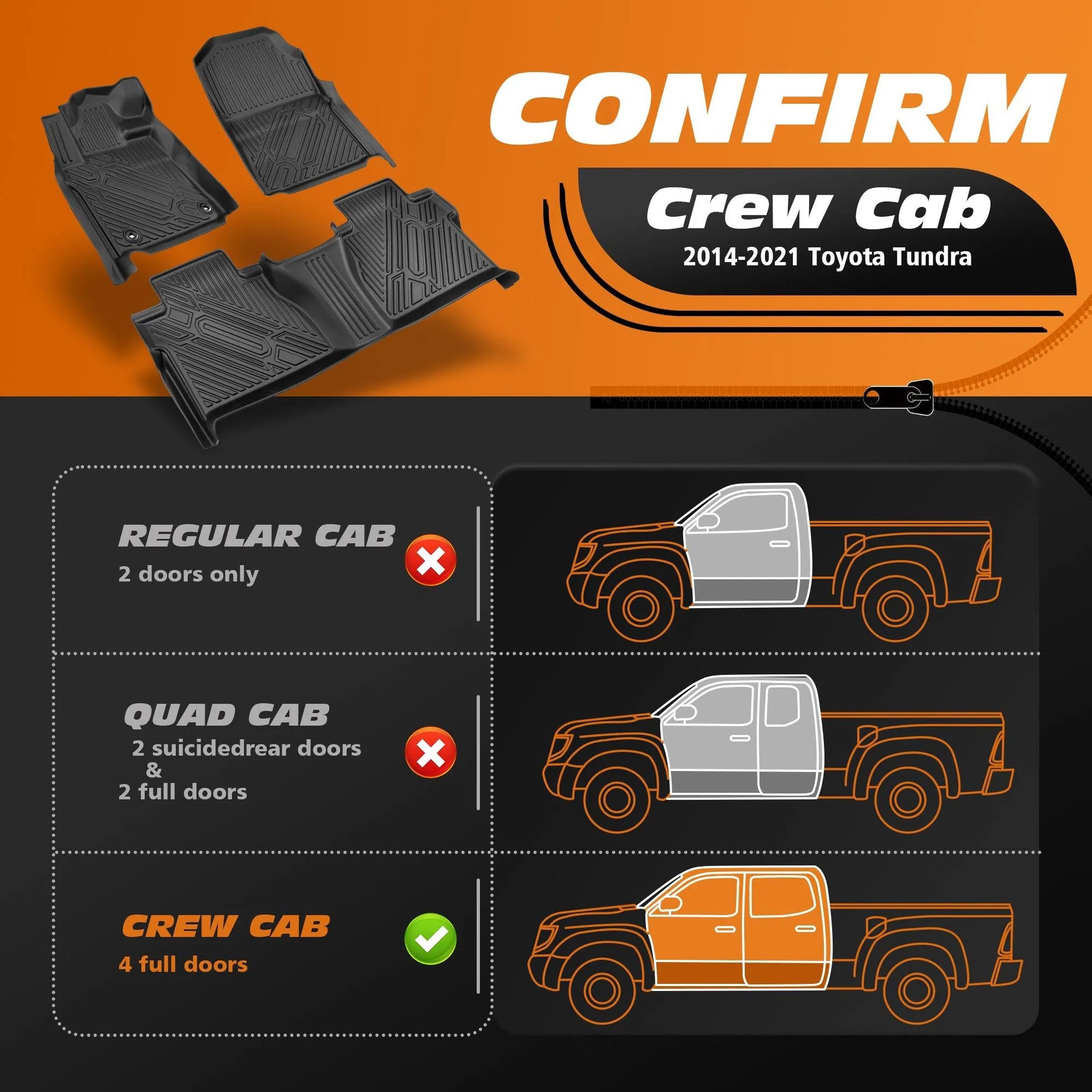 Yotruth Floor Mats for Toyota Tundra 2014-2021 (Double Cab) Yotruth Floor Mats for Toyota Tundra 2014-2021 (Double Cab) - Default Title - YOTRUTH