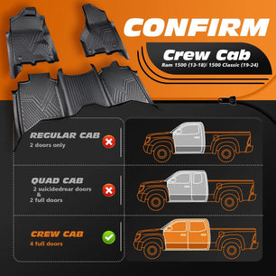 Yotruth Floor Mats for 2013-2018 Dodge Ram 1500/2500/3500 Crew Cab & 2019-2024 Ram 1500 Classic Crew Cab Yotruth Floor Mats for 2013-2018 Dodge Ram 1500/2500/3500 Crew Cab & 2019-2024 Ram 1500 Classic Crew Cab - Default Title - YOTRUTH