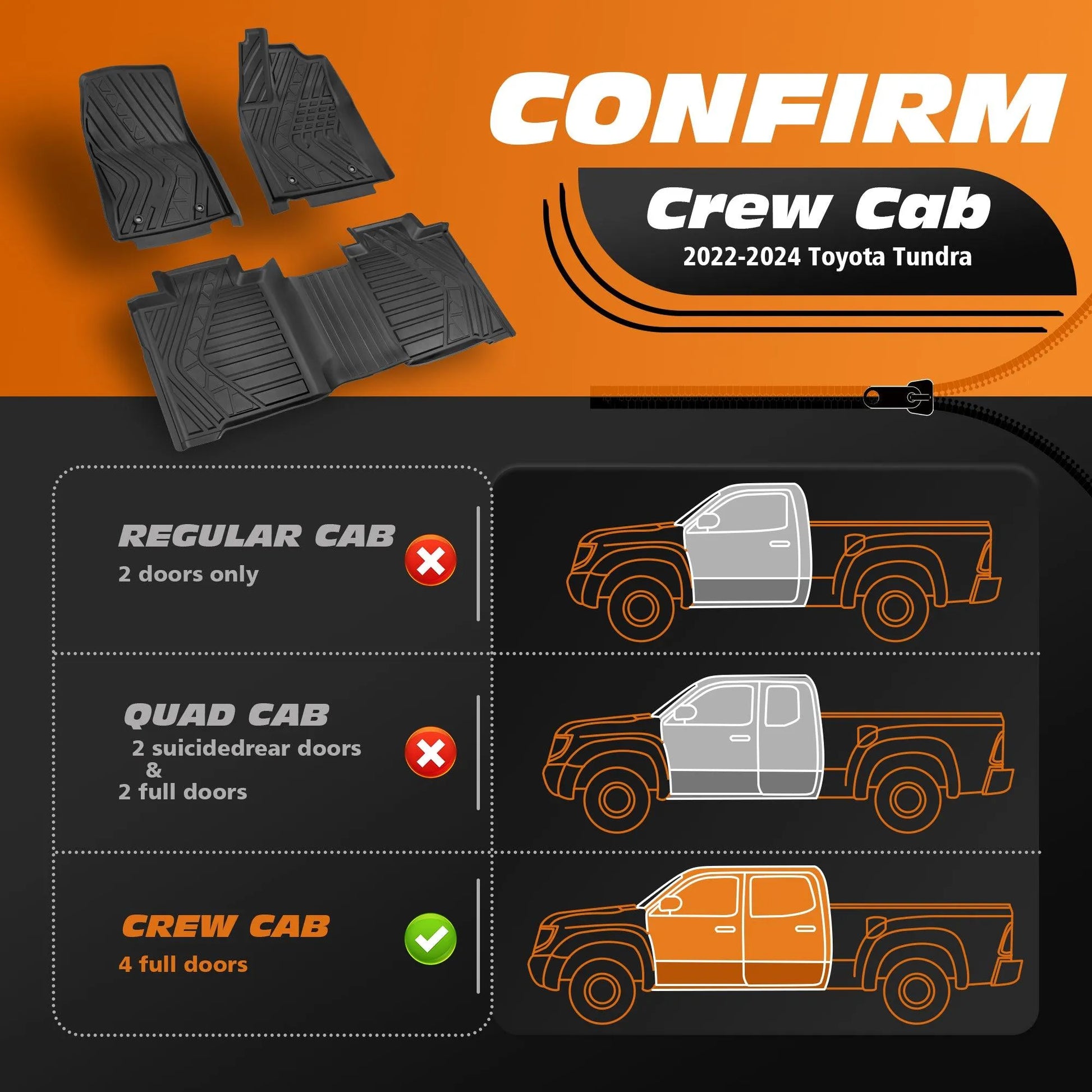 Yotruth PRO Floor Mats for Toyota Tundra 2022-2024 (Double Cab) Yotruth PRO Floor Mats for Toyota Tundra 2022-2024 (Double Cab) - Default Title - YOTRUTH