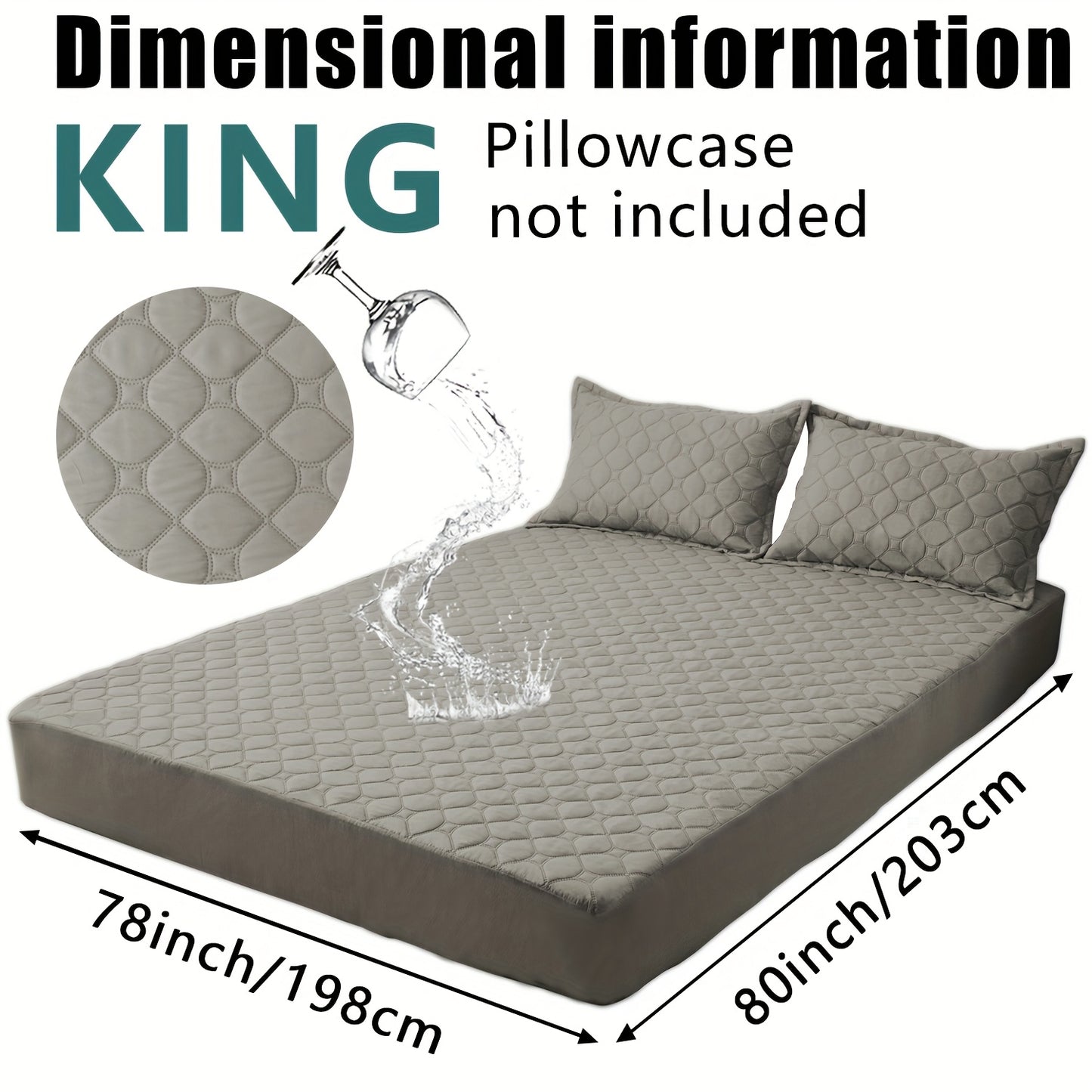 Waterproof Mattress Protector，Machine Washable Fitted Sheet，Anti-slip and Anti-stain Protection，More Sizes Optional，Christmas Home Decor