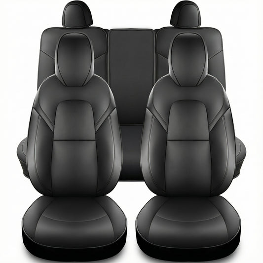 Full Set Seat Covers Compatible with Tesla Model Y 2020-2025, Waterproof Interior Protectors, Airbag Safe & Split Bench Ready, Premium Black Cushions