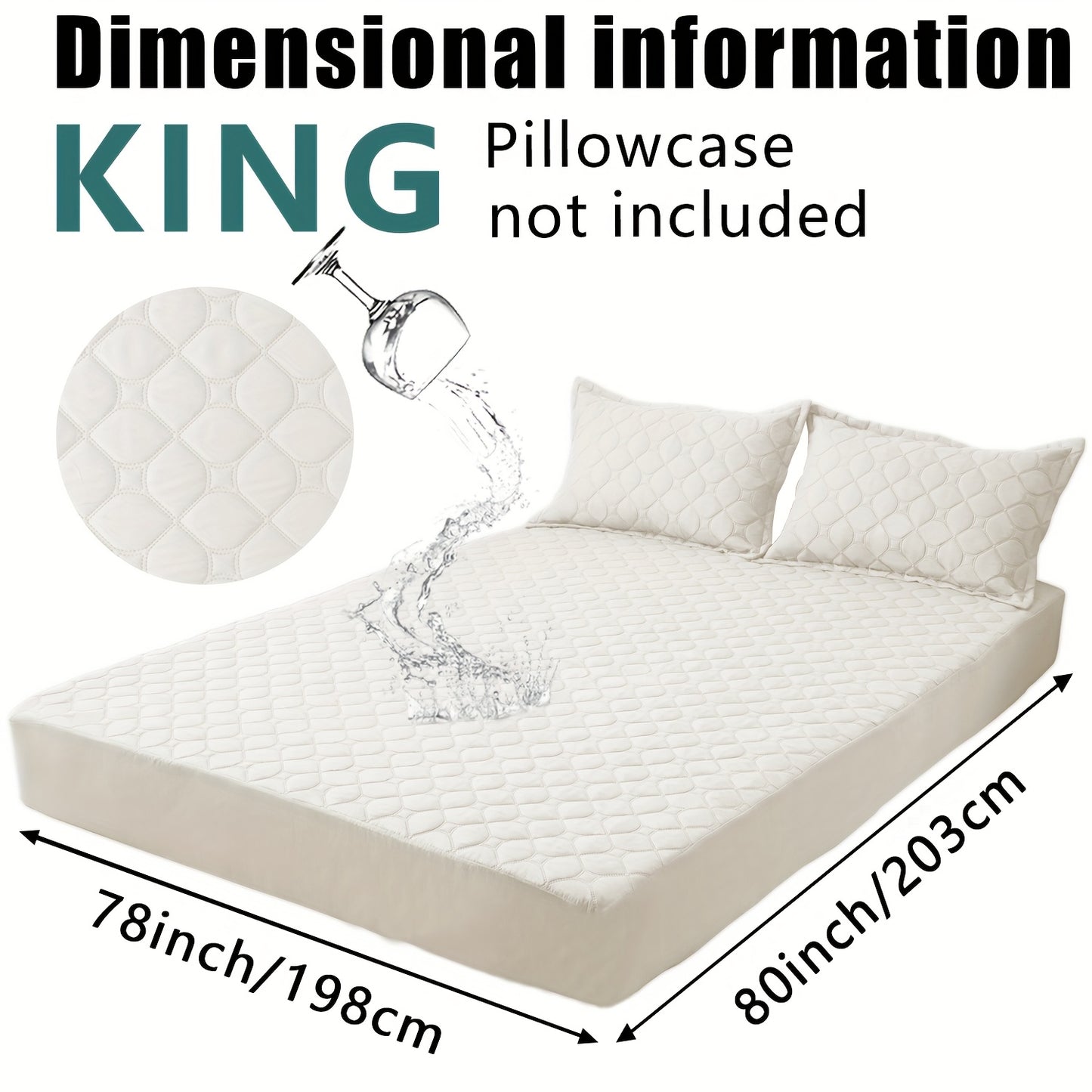 Waterproof Mattress Protector，Machine Washable Fitted Sheet，Anti-slip and Anti-stain Protection，More Sizes Optional，Christmas Home Decor