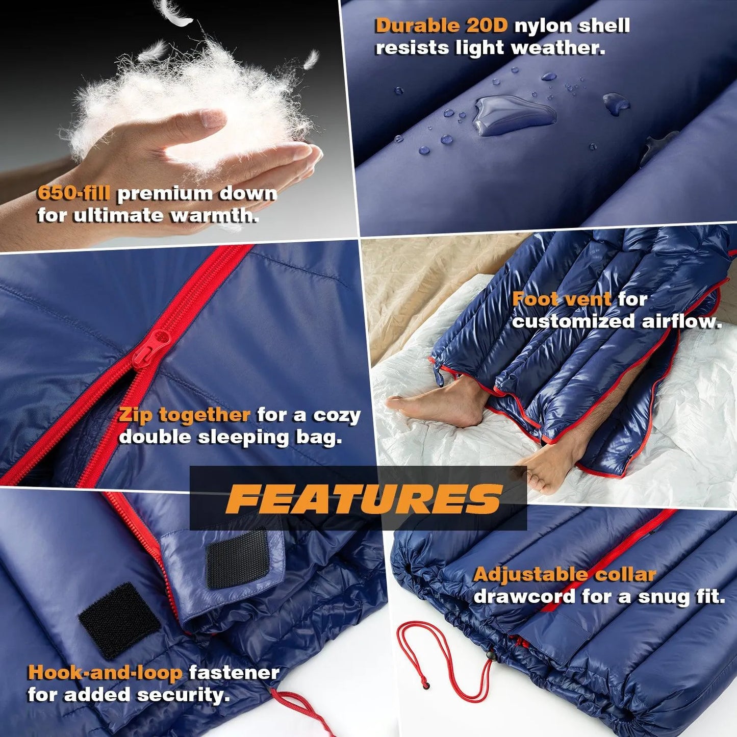 Ultralight 27oz 35°F Summer Down Sleeping Bag Ultralight 27oz 35°F Summer Down Sleeping Bag - Default Title - YOTRUTH