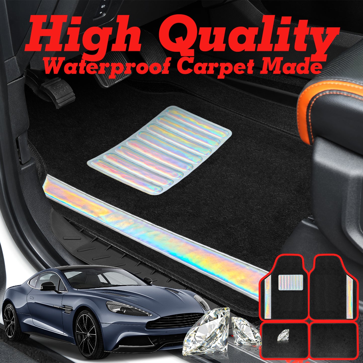 Universal Auto Floor Mats 4PCS Set, Durable Waterproof Non-Slip All-Weather Car Mats, Heavy-Duty Interior Foot Pads for Cars, SUVs & Trucks