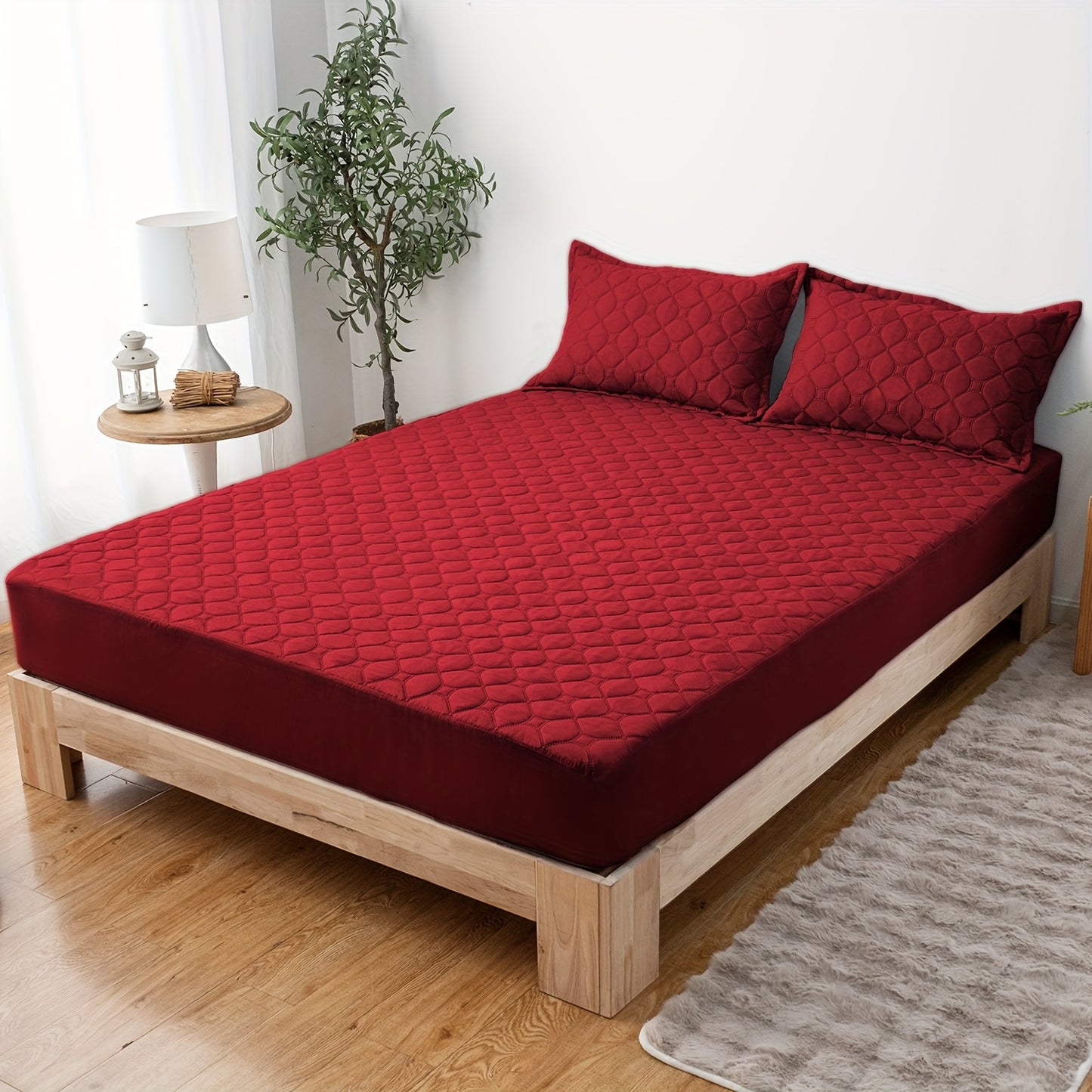 Waterproof Mattress Protector，Machine Washable Fitted Sheet，Anti-slip and Anti-stain Protection，More Sizes Optional，Christmas Home Decor