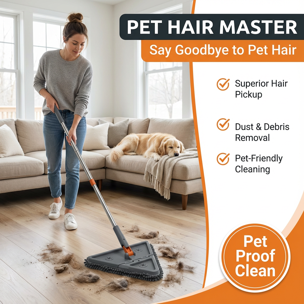 Rotating Triangle Household Mop| Suitable for Wet and Dry Use, Comes with 6 Mop Cloths| Easy to Clean Floors, Ceilings, Walls, and Glass, Cleaning Supplies and Tools Extendable to 5 Sections - No Bending, No Climbing Walls Needed