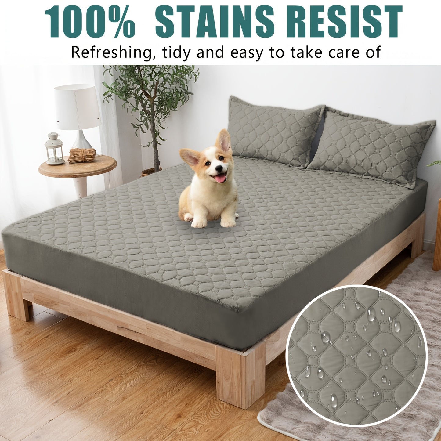 Waterproof Mattress Protector，Machine Washable Fitted Sheet，Anti-slip and Anti-stain Protection，More Sizes Optional，Christmas Home Decor