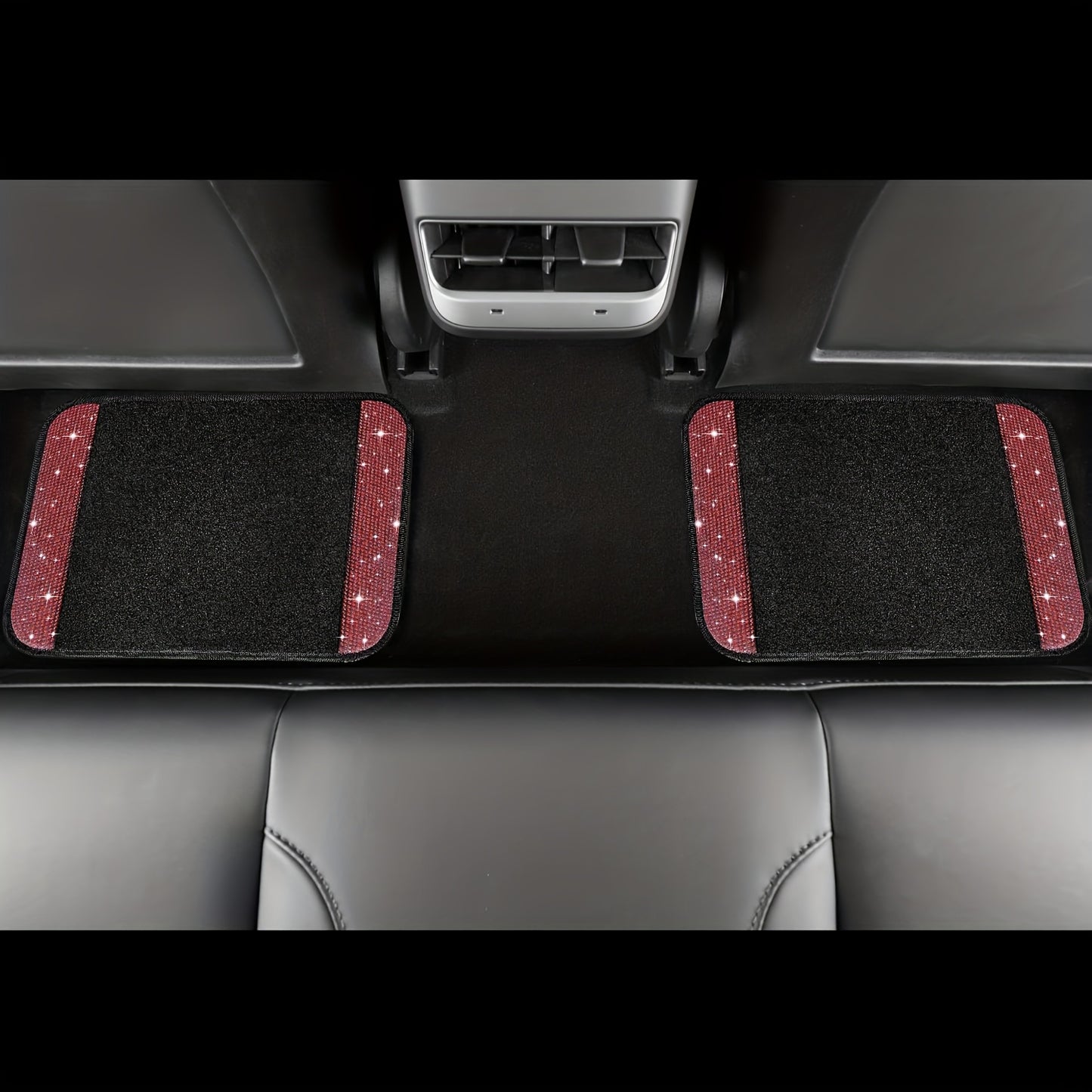 Crystal Rhinestone Car Floor Mats Sparkling Durable Waterproof Non-Slip Auto Foot Pads, Fashionable Car Interior Flooring & Carpeting, 4-Piece Set for Women