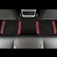 Crystal Rhinestone Car Floor Mats Sparkling Durable Waterproof Non-Slip Auto Foot Pads, Fashionable Car Interior Flooring & Carpeting, 4-Piece Set for Women