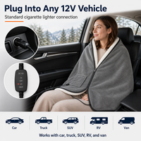 12V Car Heated Blanket & Wearable Shawl – Electric Fleece Travel Throw with Zipper for Truck Drivers, RV & Winter Road Trips – Fast Heating, Soft Flannel