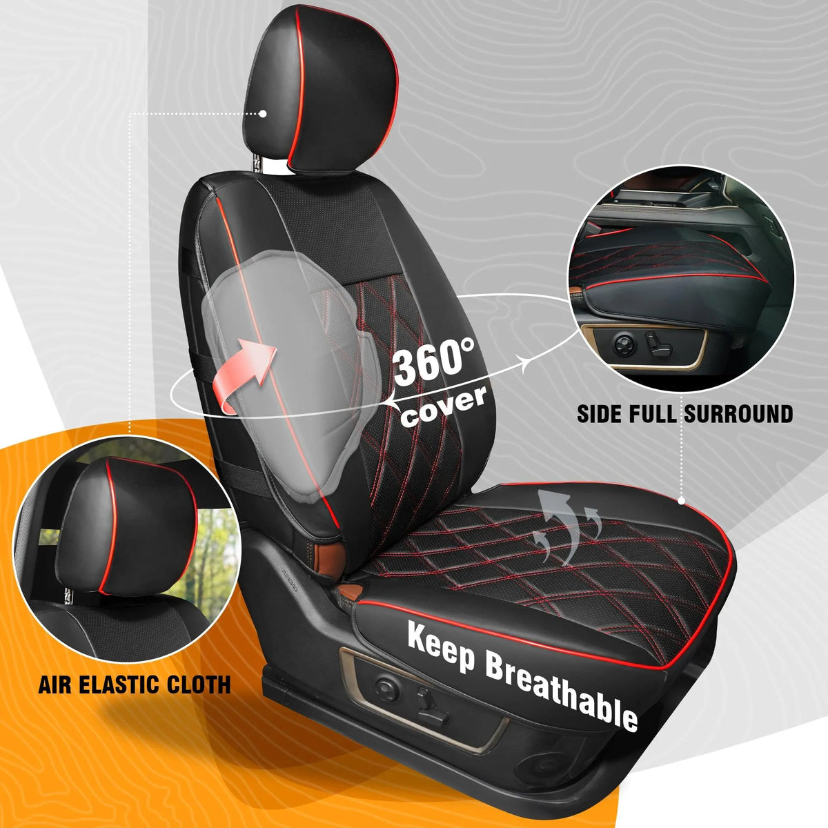 Full Set 5-Seat Car Seat Covers For Toyota Tacoma – Gray & Black Polyester, Universal Fit, Easy Install