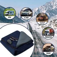 New Flannel Car Heated Blanket | 3 Heat Settings & Timer, 12V Electric, Soft Washable Throw for Winter Travel, Universal Fit for Most Vehicles, Without Battery