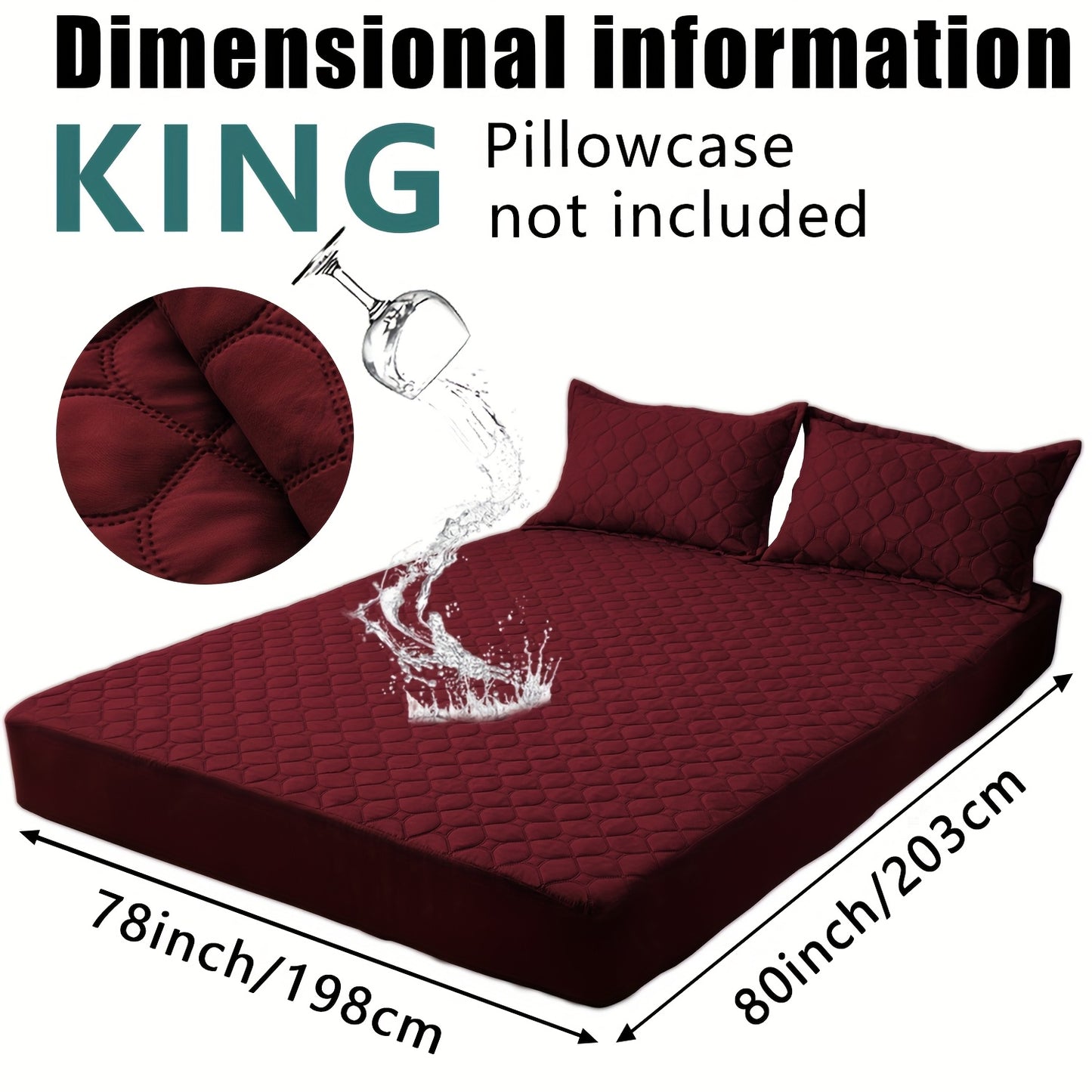 Waterproof Mattress Protector，Machine Washable Fitted Sheet，Anti-slip and Anti-stain Protection，More Sizes Optional，Christmas Home Decor