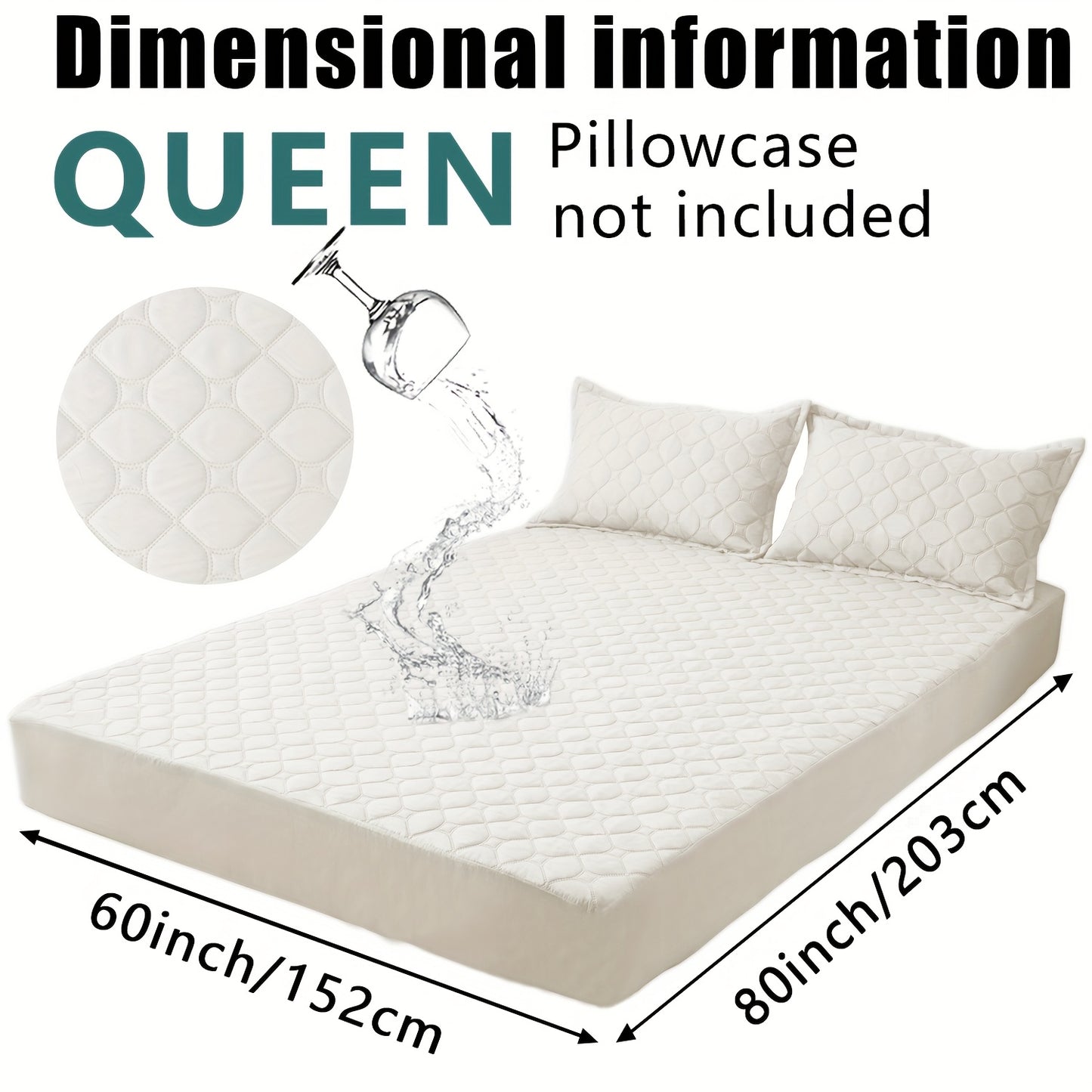 Waterproof Mattress Protector，Machine Washable Fitted Sheet，Anti-slip and Anti-stain Protection，More Sizes Optional，Christmas Home Decor