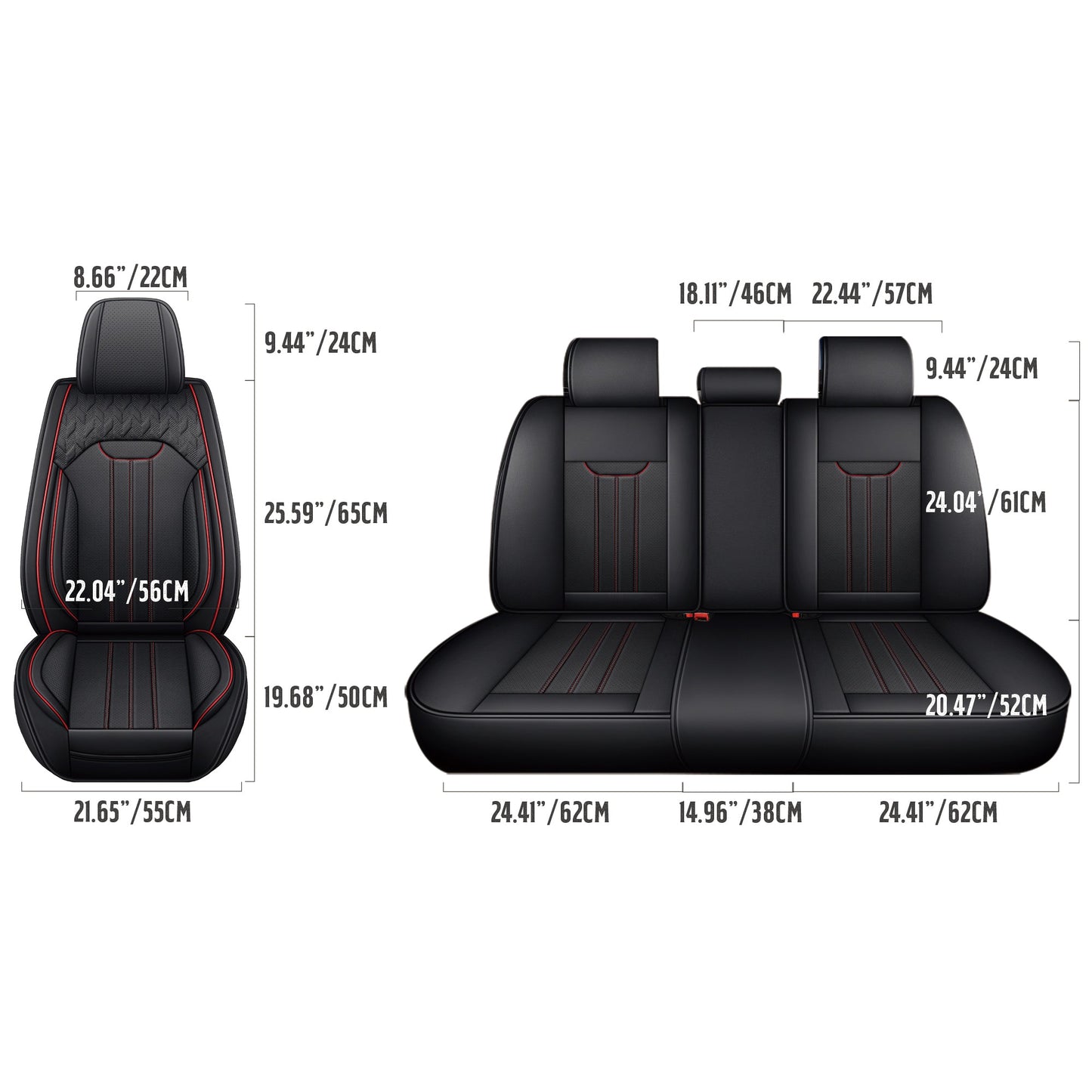 5-Seat Full Set Faux Leather Car Seat Covers - Waterproof All-Weather Protection, Full Surrounded Cushion Protector with Soft Foam Padding, Precise Fit for Cars, Trucks, Sedans & SUV, Durable Automotive Interior Accessories perfect Christmas gift