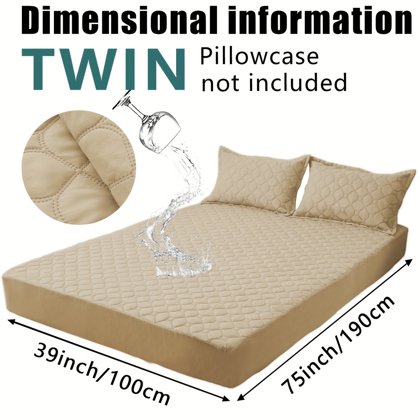 Waterproof Mattress Protector，Machine Washable Fitted Sheet，Anti-slip and Anti-stain Protection，More Sizes Optional，Christmas Home Decor