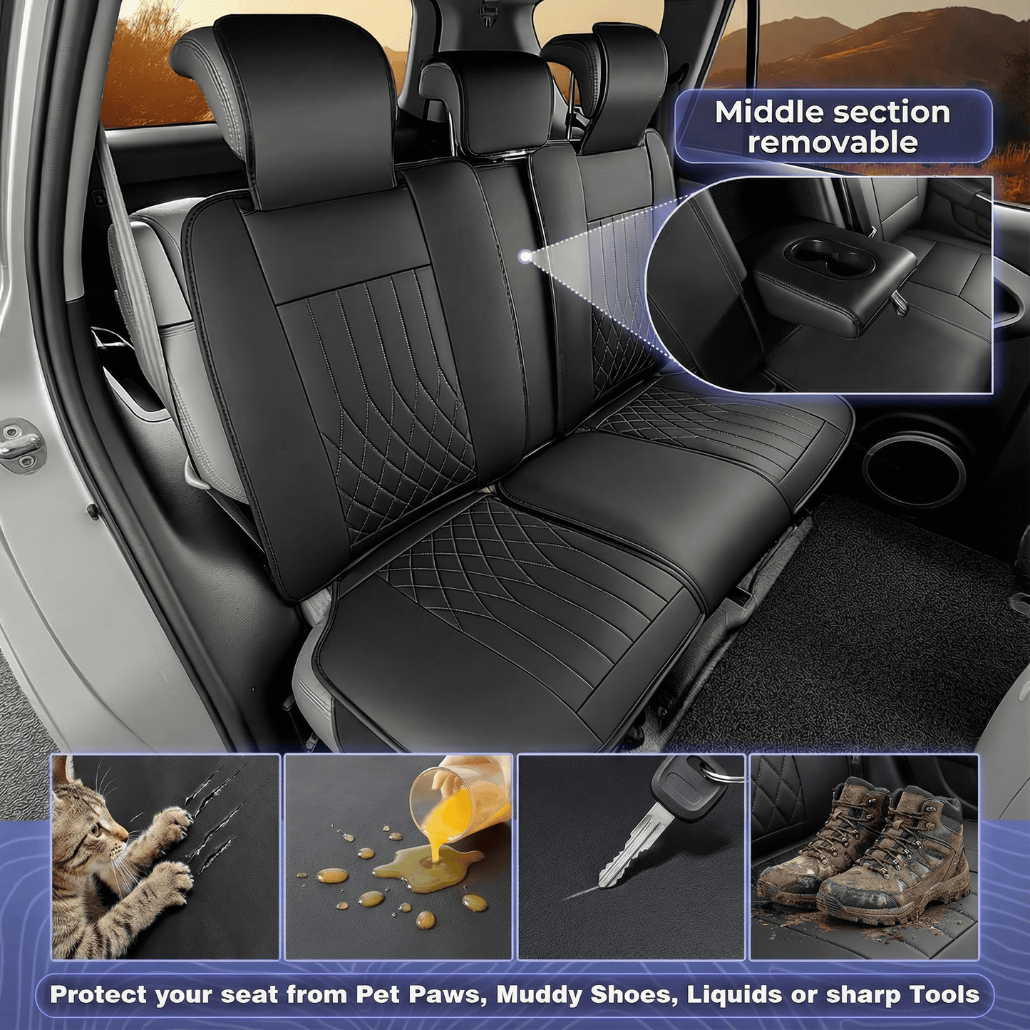 Premium Napa Fabric Waterproof Seat Covers - Year-Round Comfort for Honda, Toyota, and More. Ideal for Sedans and SUVs with Full Protection and Stylish Design for Road Adventures