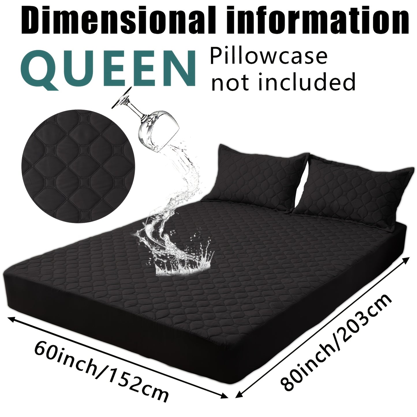 Waterproof Mattress Protector，Machine Washable Fitted Sheet，Anti-slip and Anti-stain Protection，More Sizes Optional，Christmas Home Decor