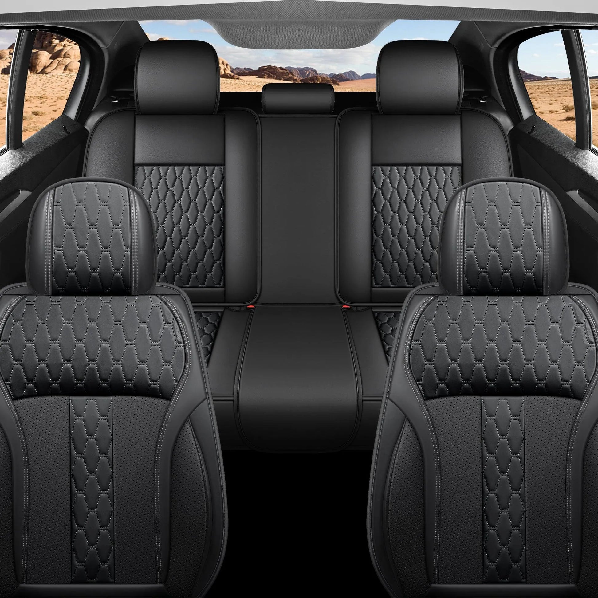 Yotruth Universal Car Seat Covers Full Set | Faux Leather Automotive Seat Covers | Fits Most Cars Yotruth Universal Car Seat Covers Full Set | Faux Leather Automotive Seat Covers | Fits Most Cars - Black / Front Seats - YOTRUTH