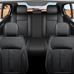 Yotruth Universal Car Seat Covers Full Set | Faux Leather Automotive Seat Covers | Fits Most Cars Yotruth Universal Car Seat Covers Full Set | Faux Leather Automotive Seat Covers | Fits Most Cars - Black / Front Seats - YOTRUTH