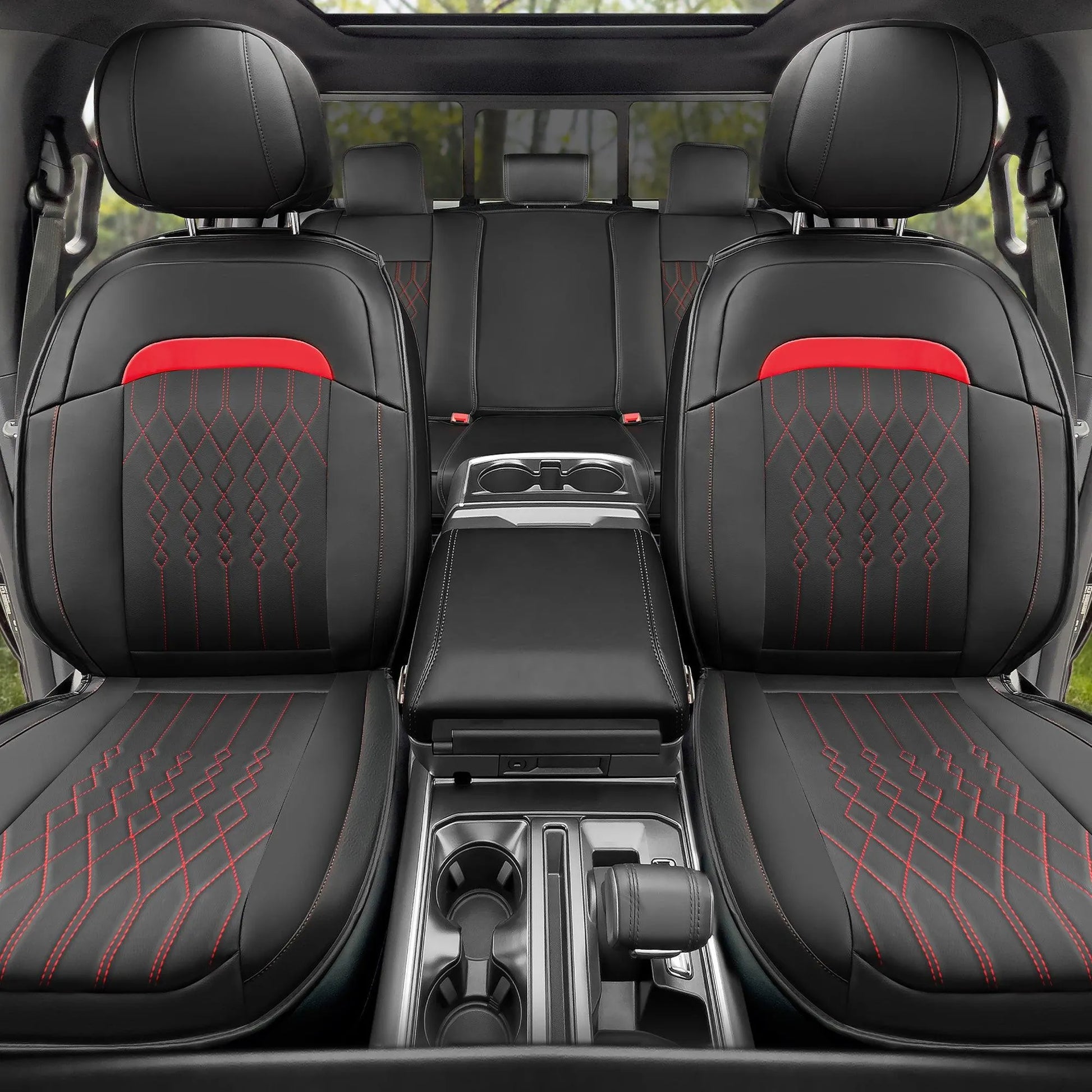 Yotruth Seat Covers Full Set for Ford F150 2009-2024, Compatible with F250/F350/F450 2017-2024, (Black&Red) Yotruth Seat Covers Full Set for Ford F150 2009-2024, Compatible with F250/F350/F450 2017-2024, (Black&Red) - Default Title - YOTRUTH